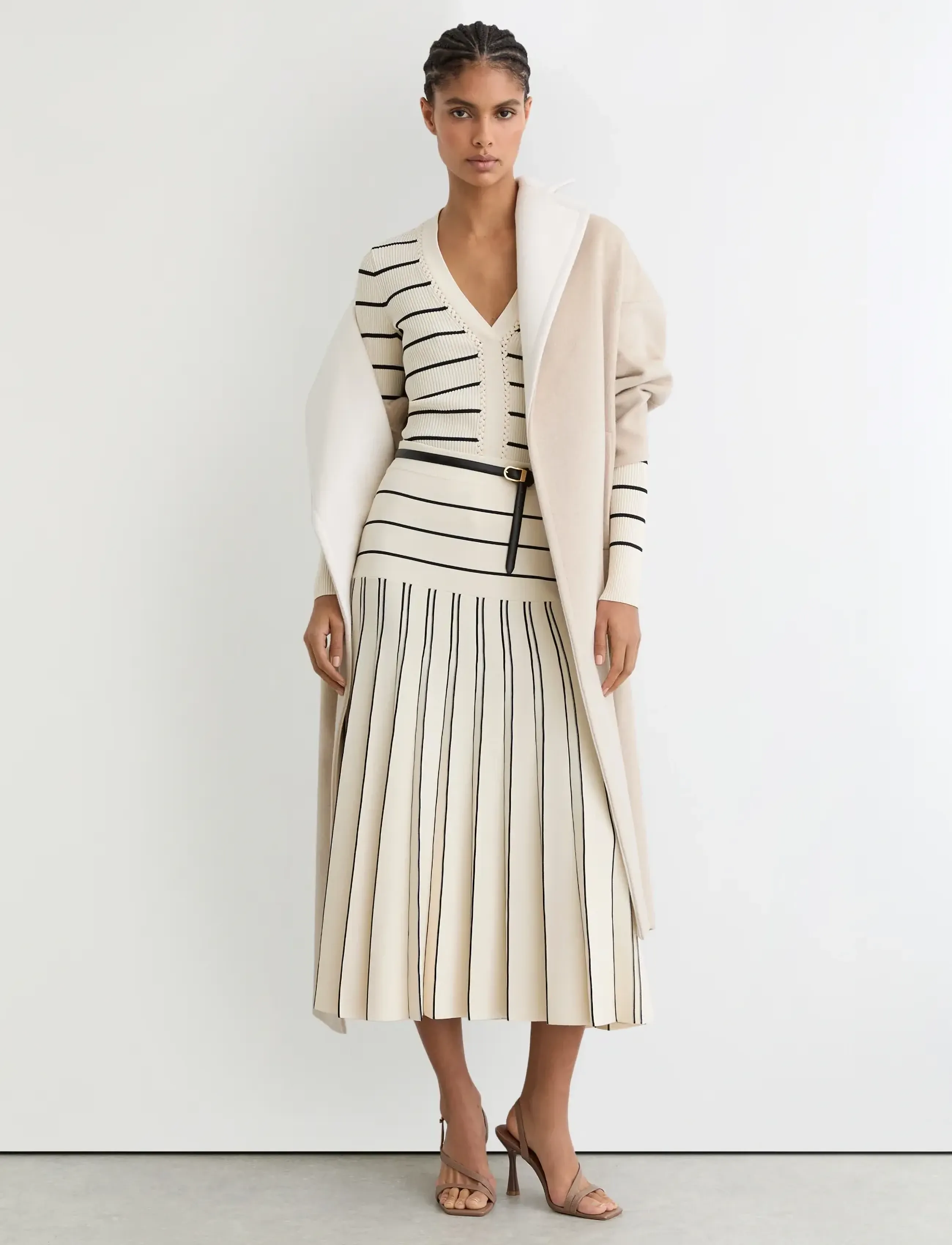 Reiss - ALICE - faltenröcke - ivory/black - 3