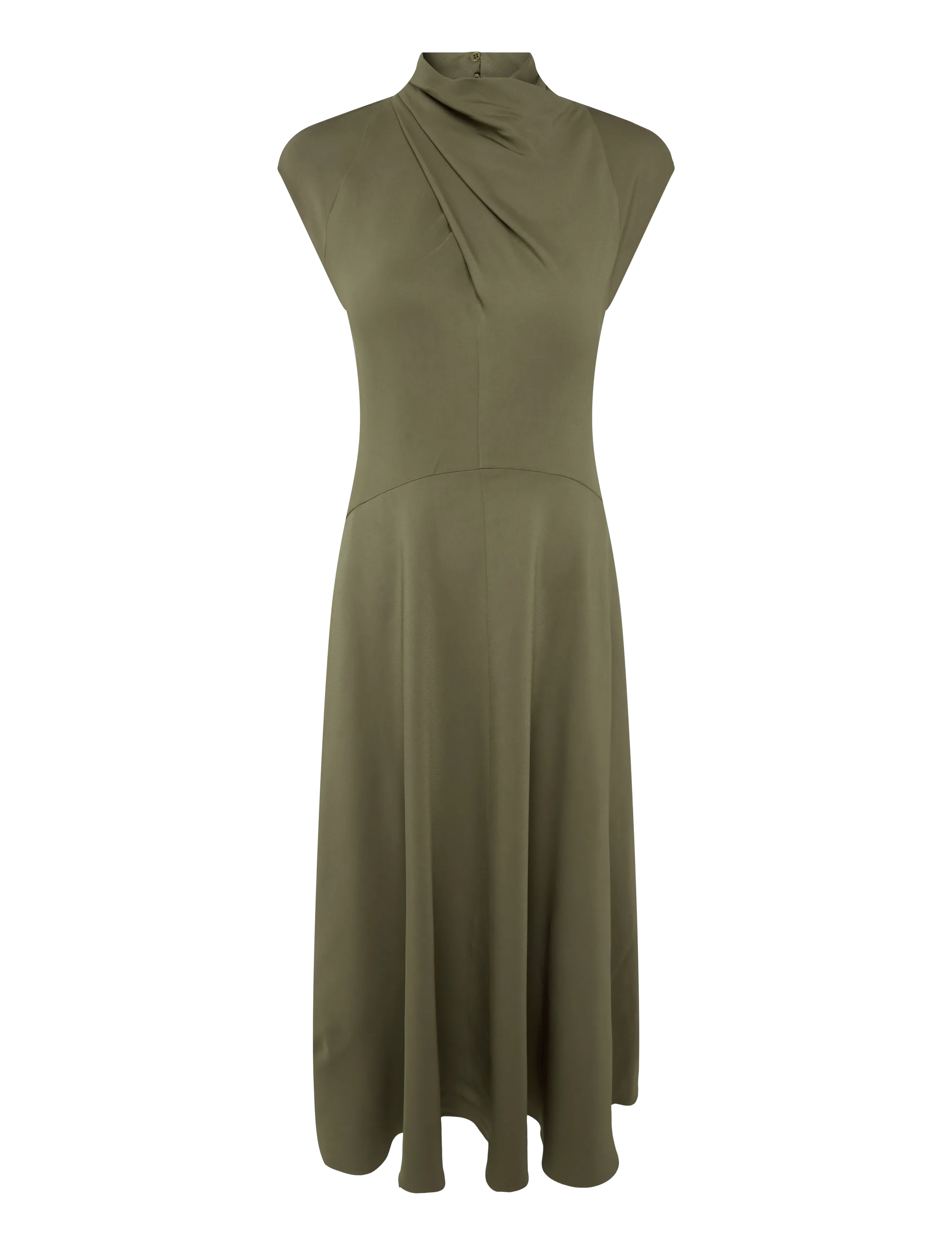 Reiss ALMA HIGH NECK MIDI DRESS - Kleider - KHAKI GREEN / khaki/green