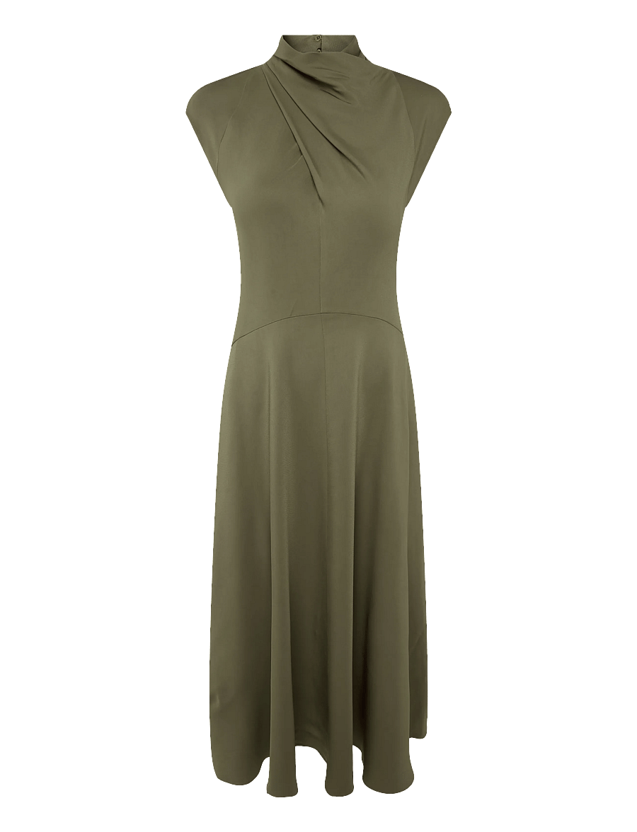 Reiss - ALMA HIGH NECK MIDI DRESS - midikleider - khaki green - 0