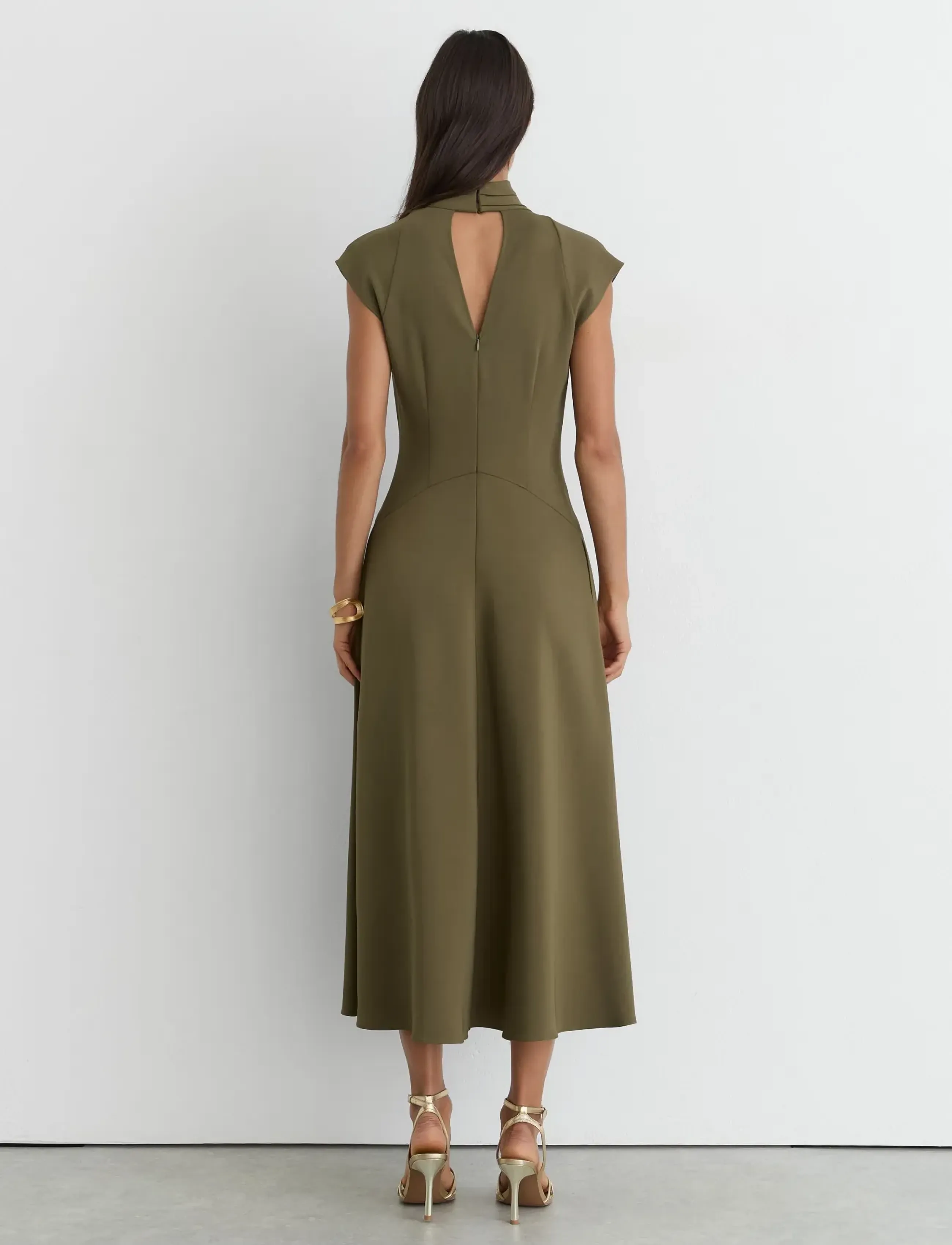 Reiss - ALMA HIGH NECK MIDI DRESS - midikleidid - khaki green - 3