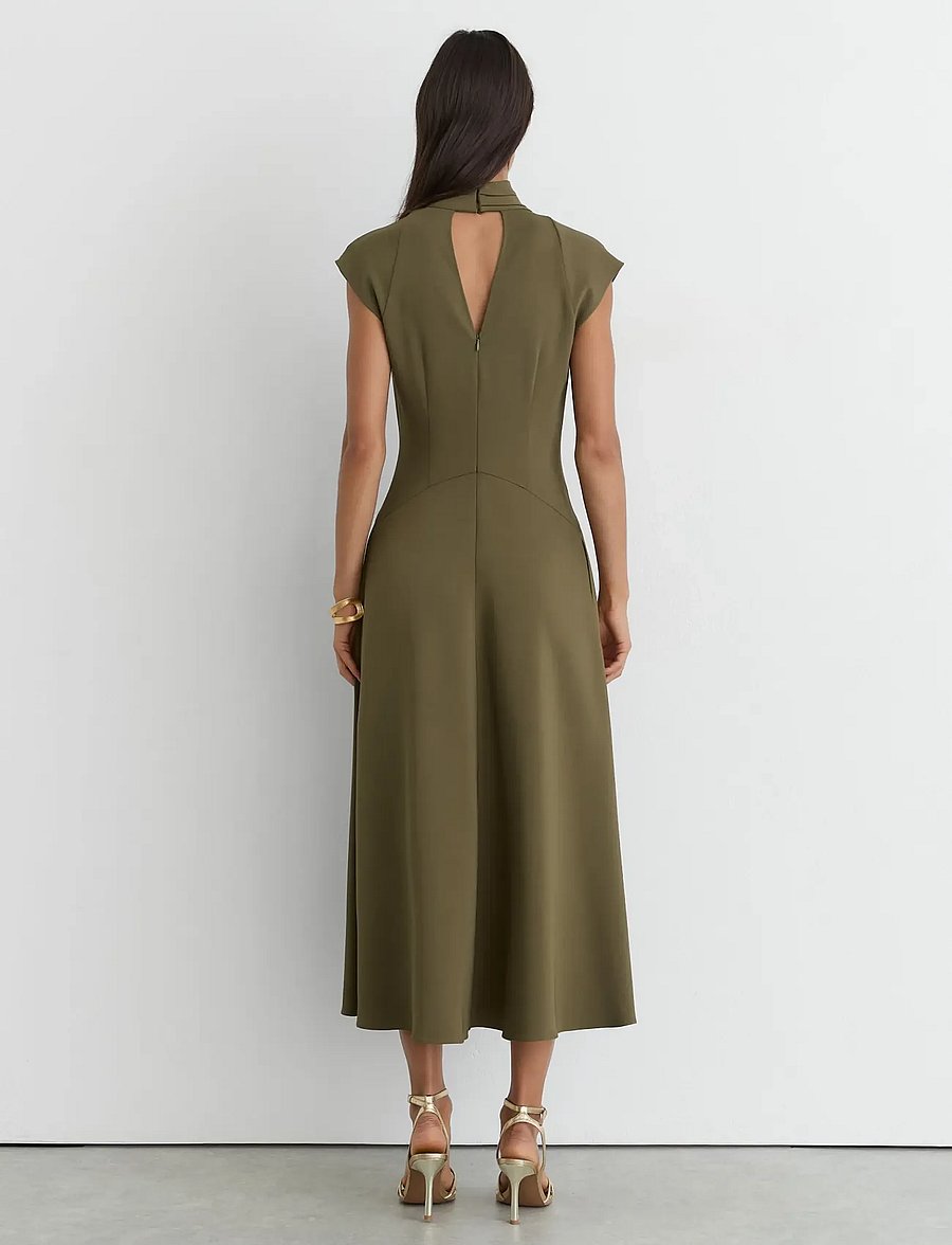 Reiss - ALMA HIGH NECK MIDI DRESS - midikleidid - khaki green - 3