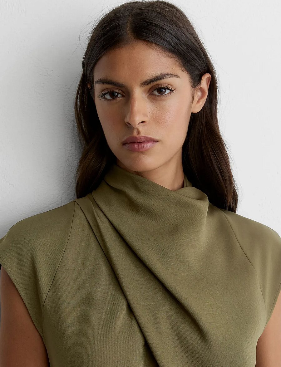 Reiss - ALMA HIGH NECK MIDI DRESS - midikleidid - khaki green - 5