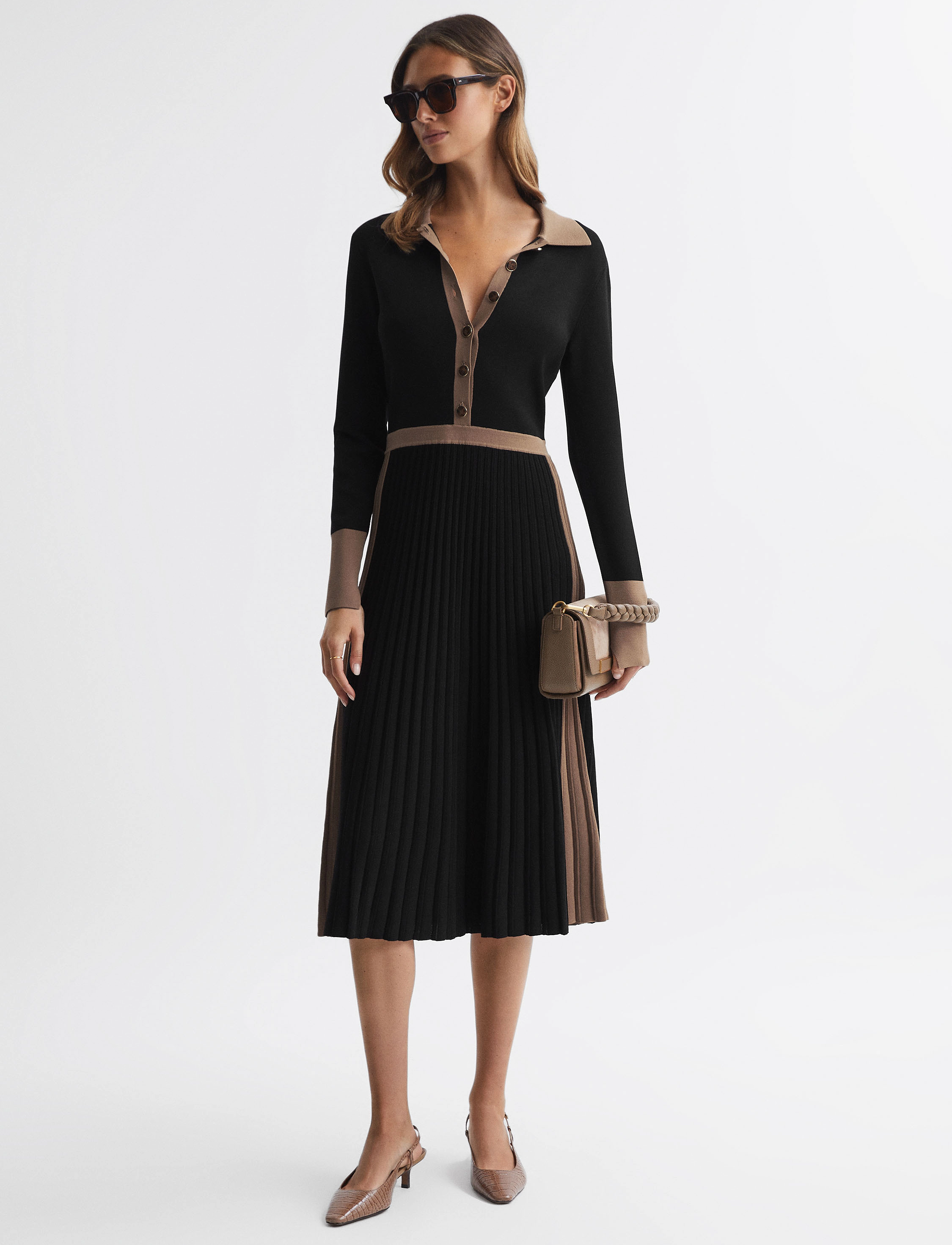 Reiss - MIA Dress - black/camel - 2