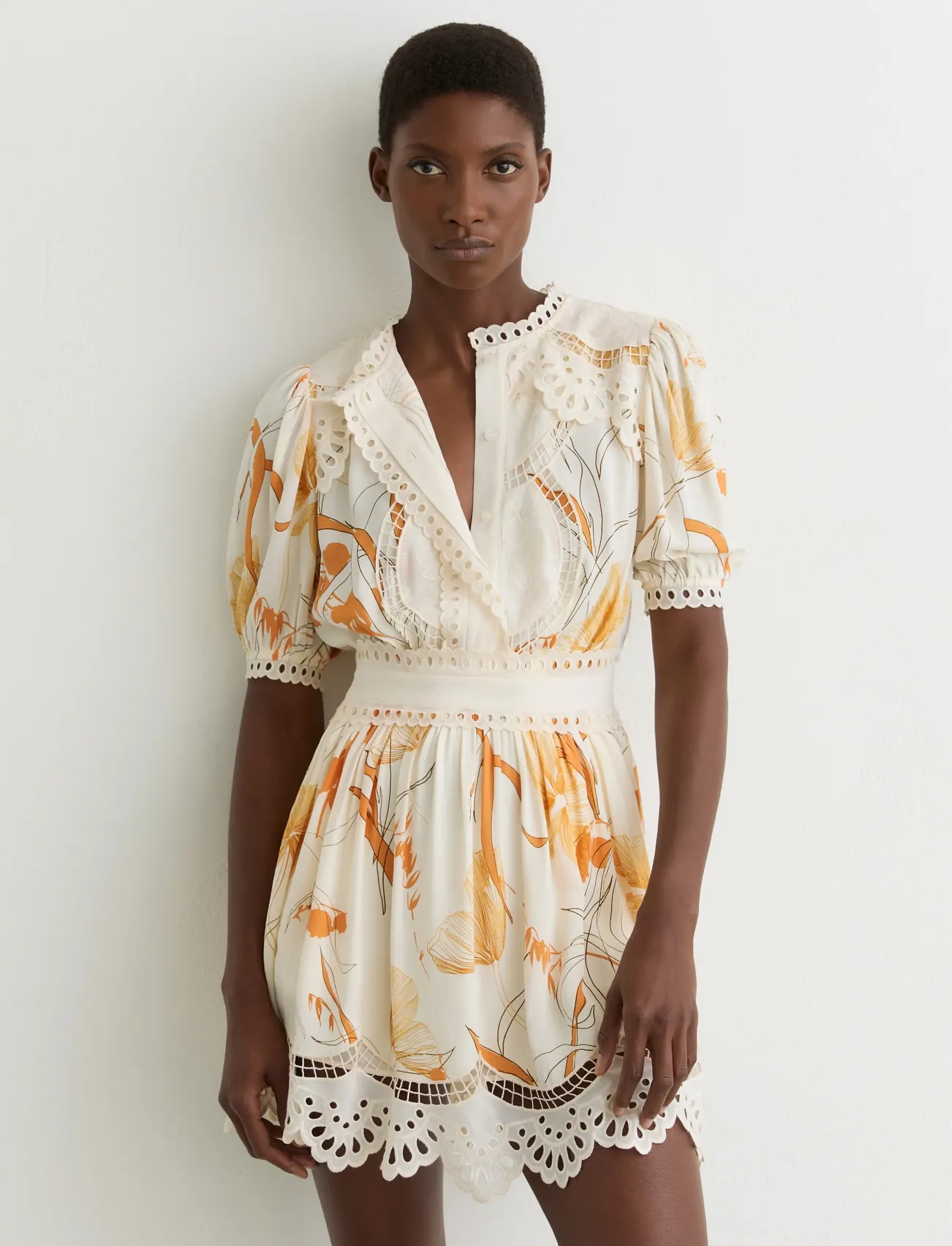 Reiss LACEY - Kurze Kleider - IVORY/PINK / cream