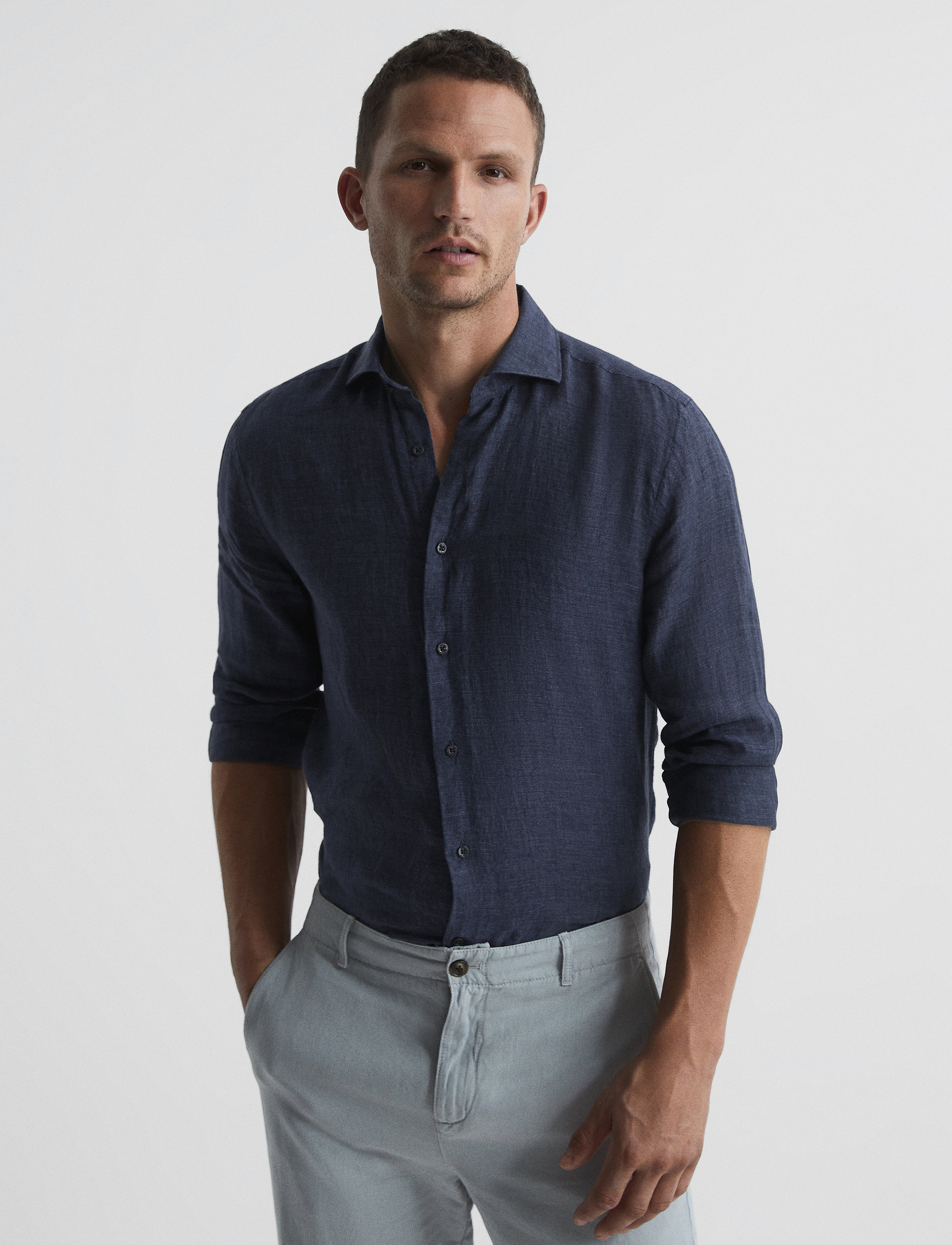 Reiss - RUBAN - pellavakauluspaidat - navy - 2