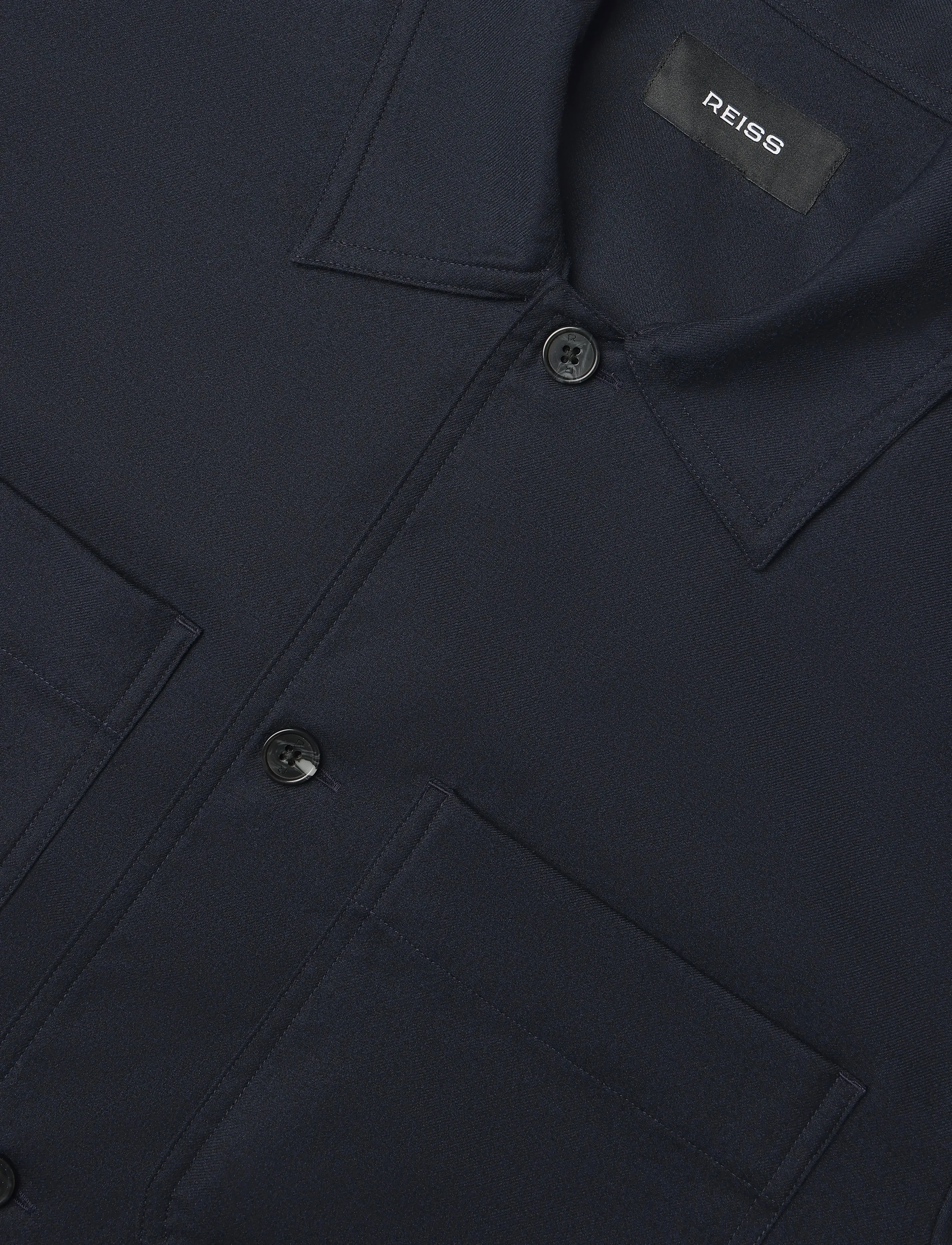 Reiss - PENGE LS BRUSHED WOOL TWIN POCKET OVERSHIRT - navy - 2