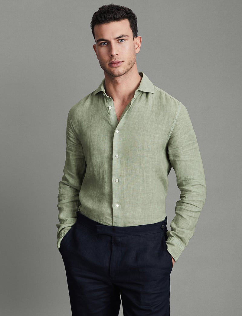 Reiss - RUBAN - linen shirts - pistachio - 1