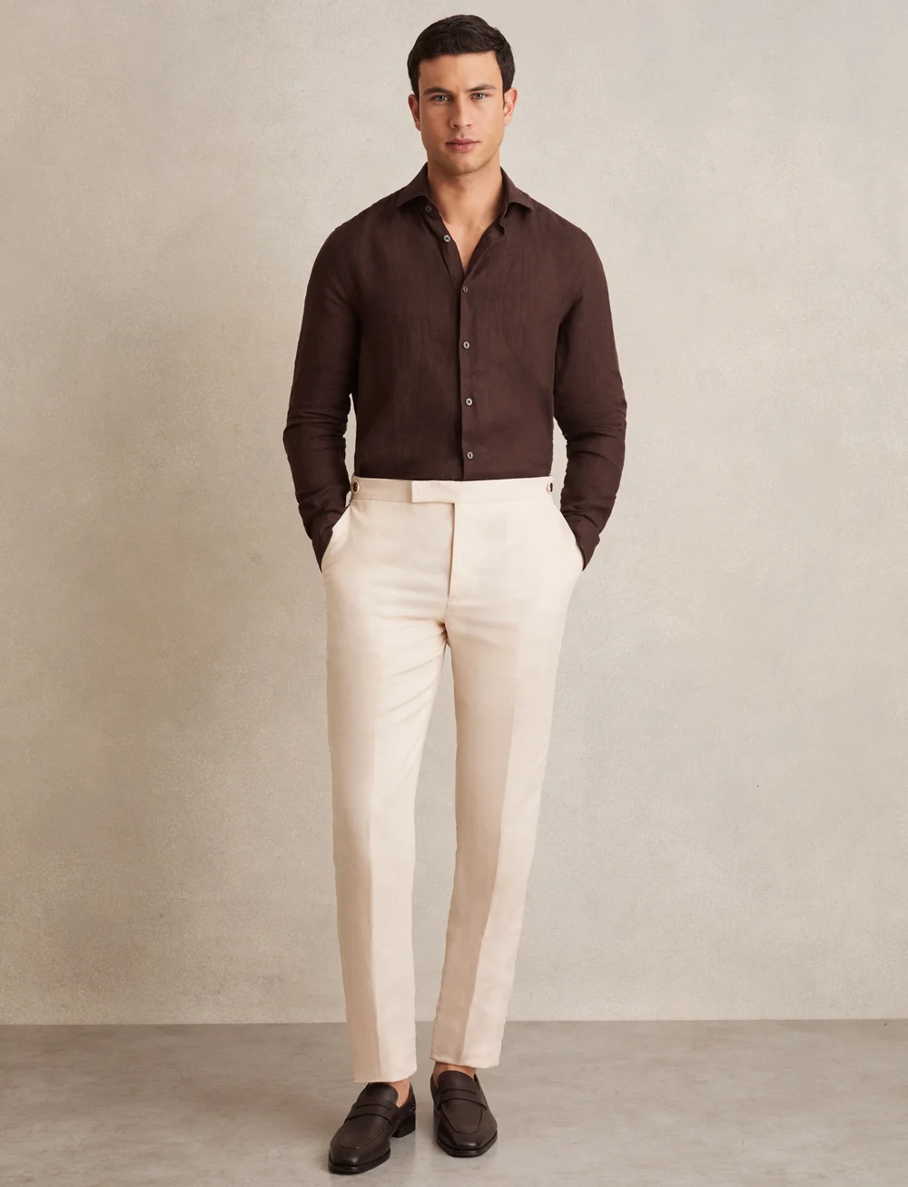 Reiss - RUBAN - linnen overhemden - dark brown - 4