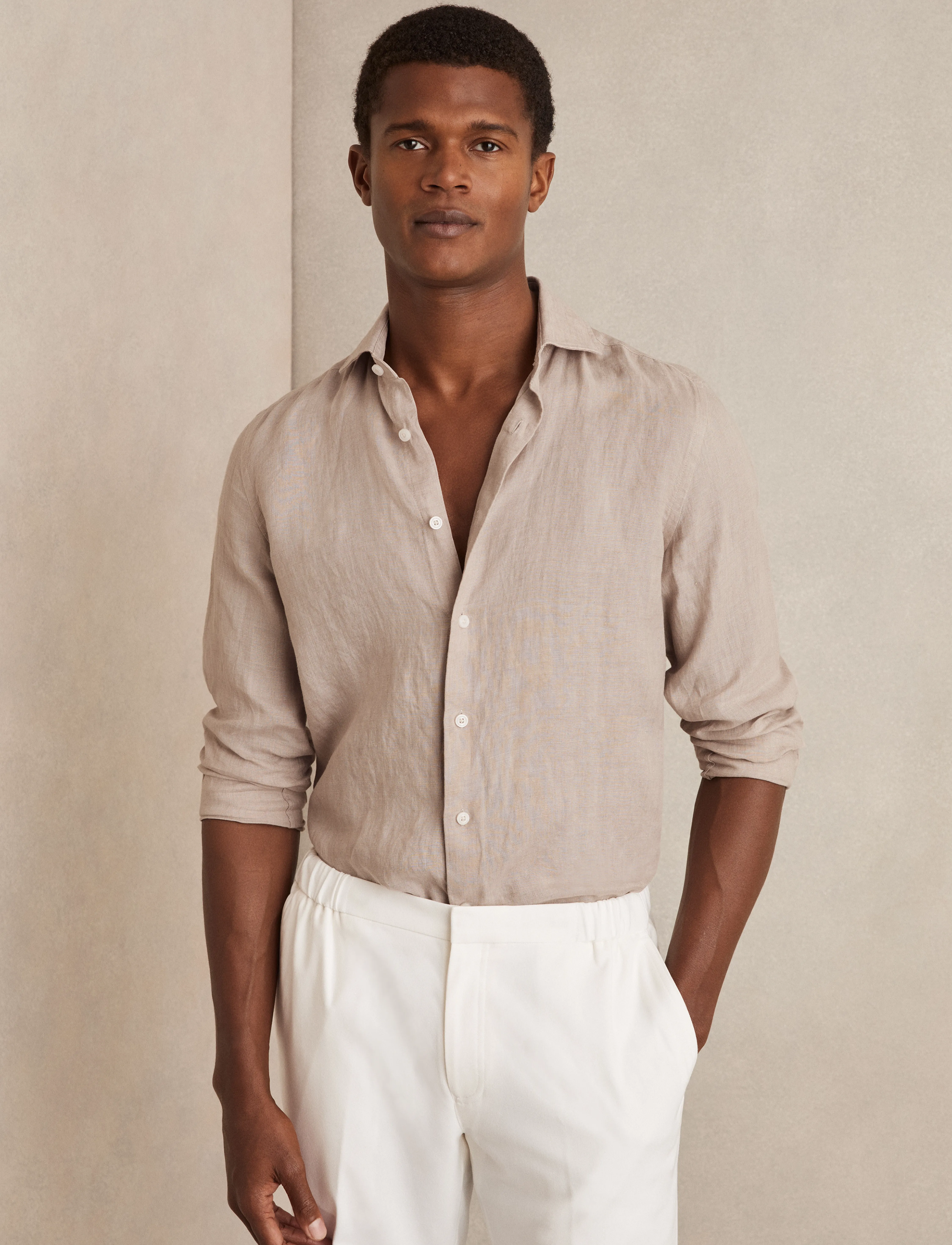Reiss - RUBAN - leinenhemden - mink brown - 0