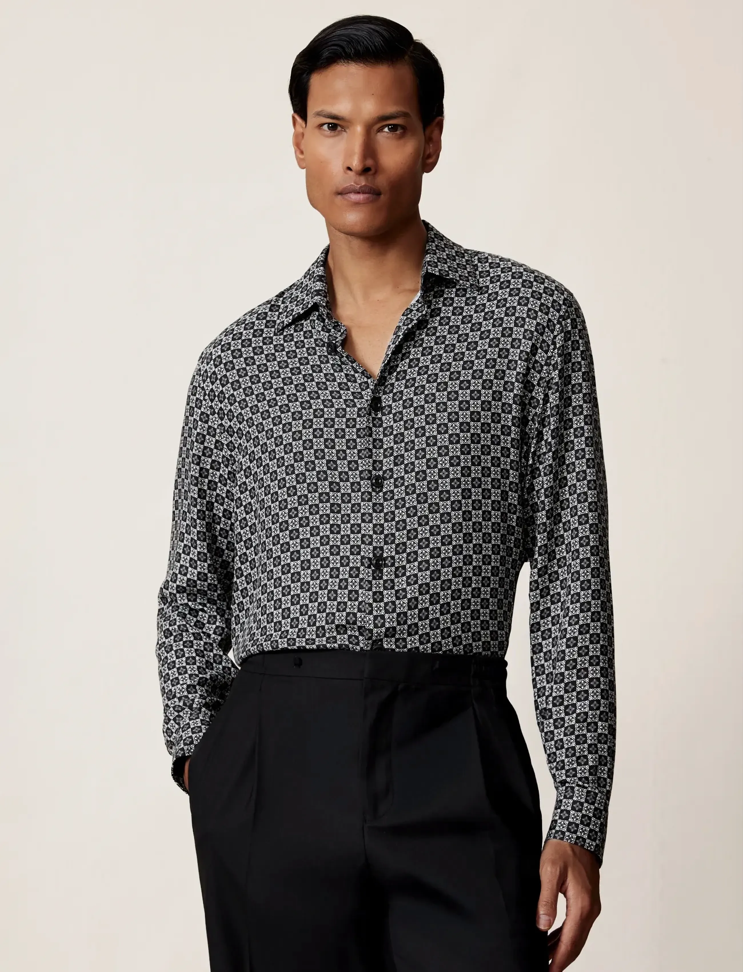 Reiss Nix, M, Shirts, Schwarz - Pattern Männerswear