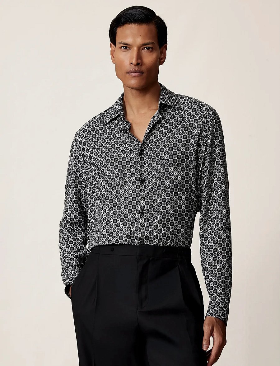 Reiss - NIX - gemusterte hemden - black - 0