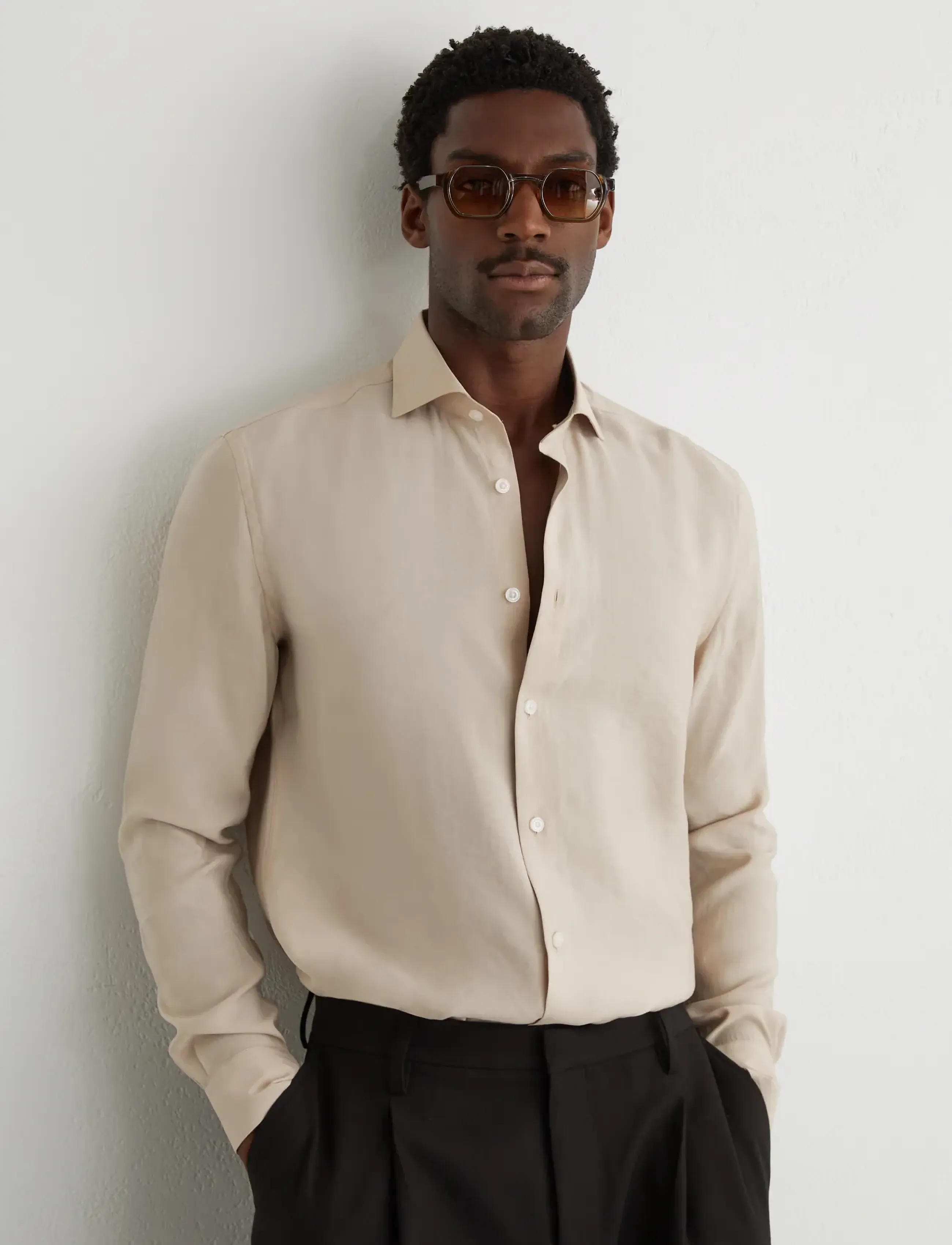Reiss Oscar, M, Shirts, Beige - Business Männerswear