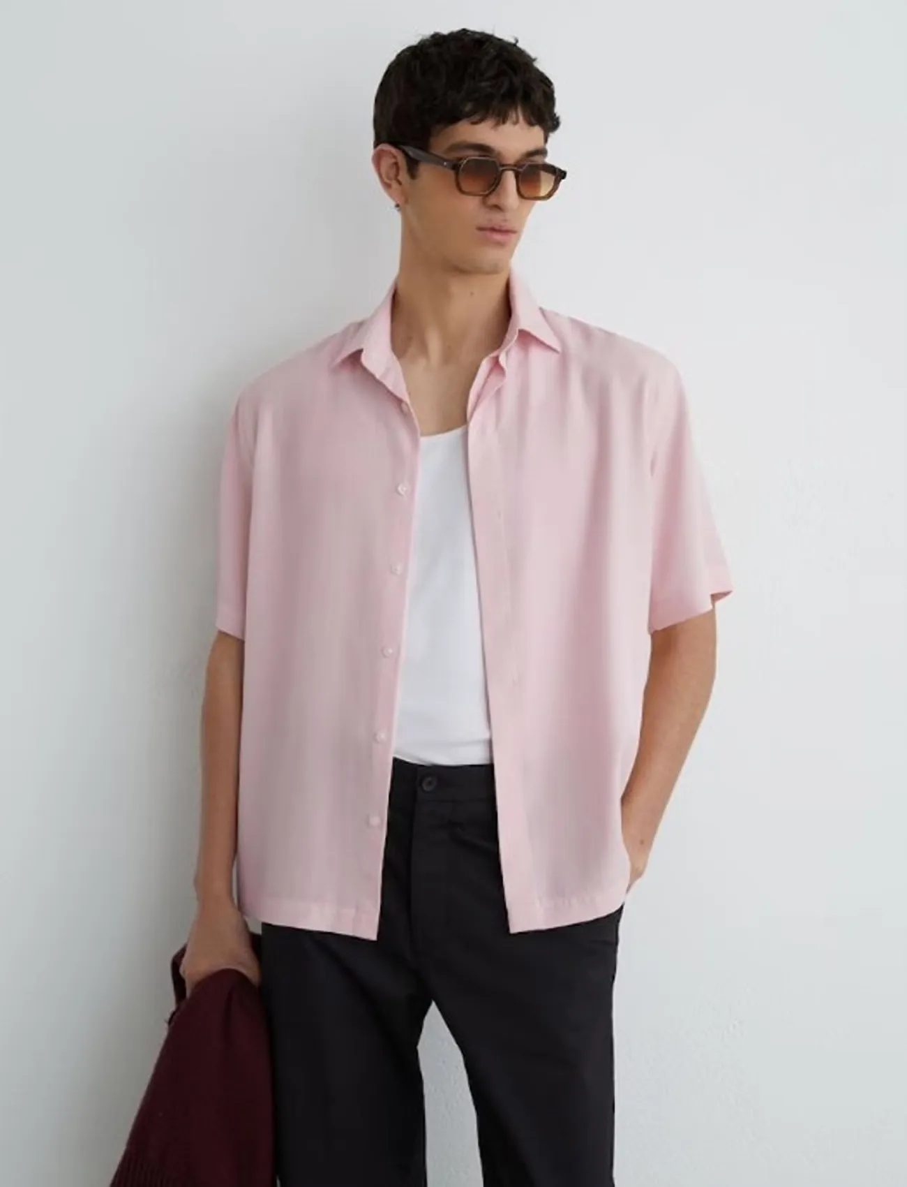 Reiss Supra, L, Pink, Skjorter > Kortærmede Shirts, Herre