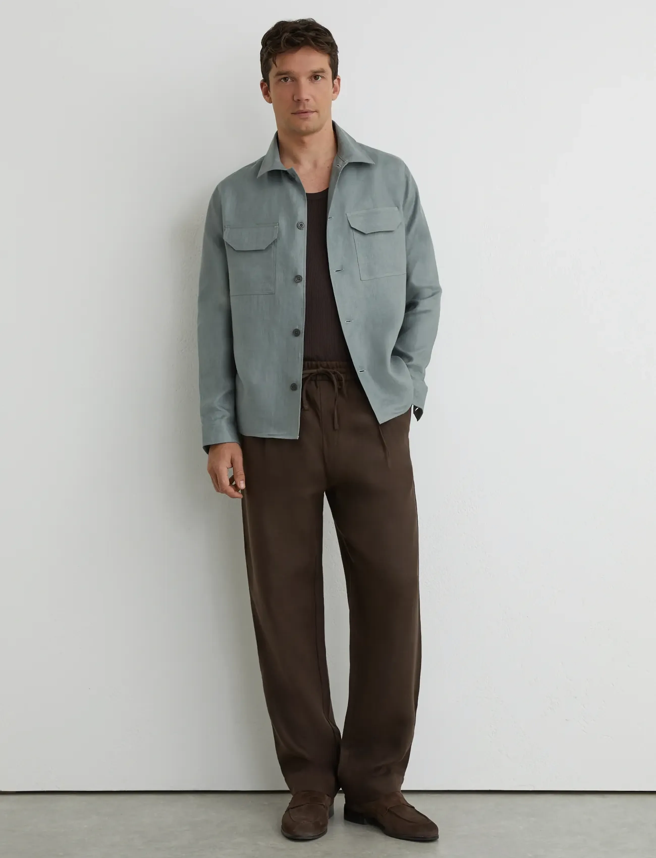 Reiss - POLASIO - linasest riidest särgid - midnight green - 3