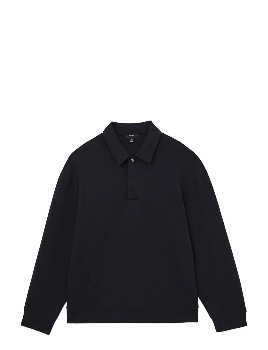 Reiss - BROOKS LS INTERLOCK POLO SWEATSHIRT - langärmelige strick-polohemden - navy - 1