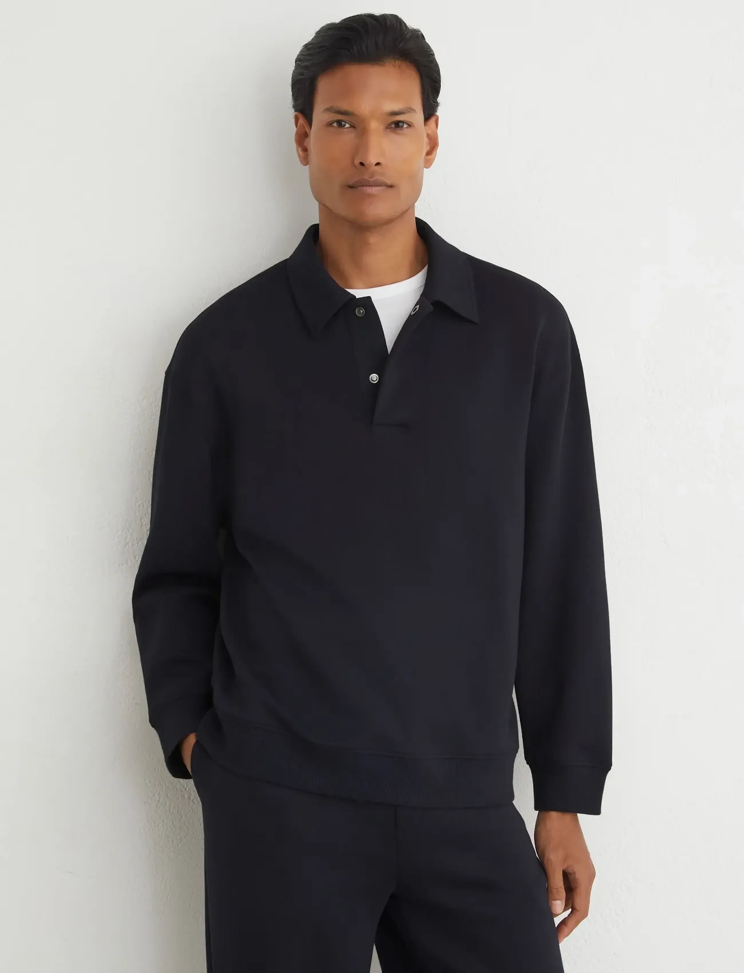 Reiss - BROOKS LS INTERLOCK POLO SWEATSHIRT - navy - 2