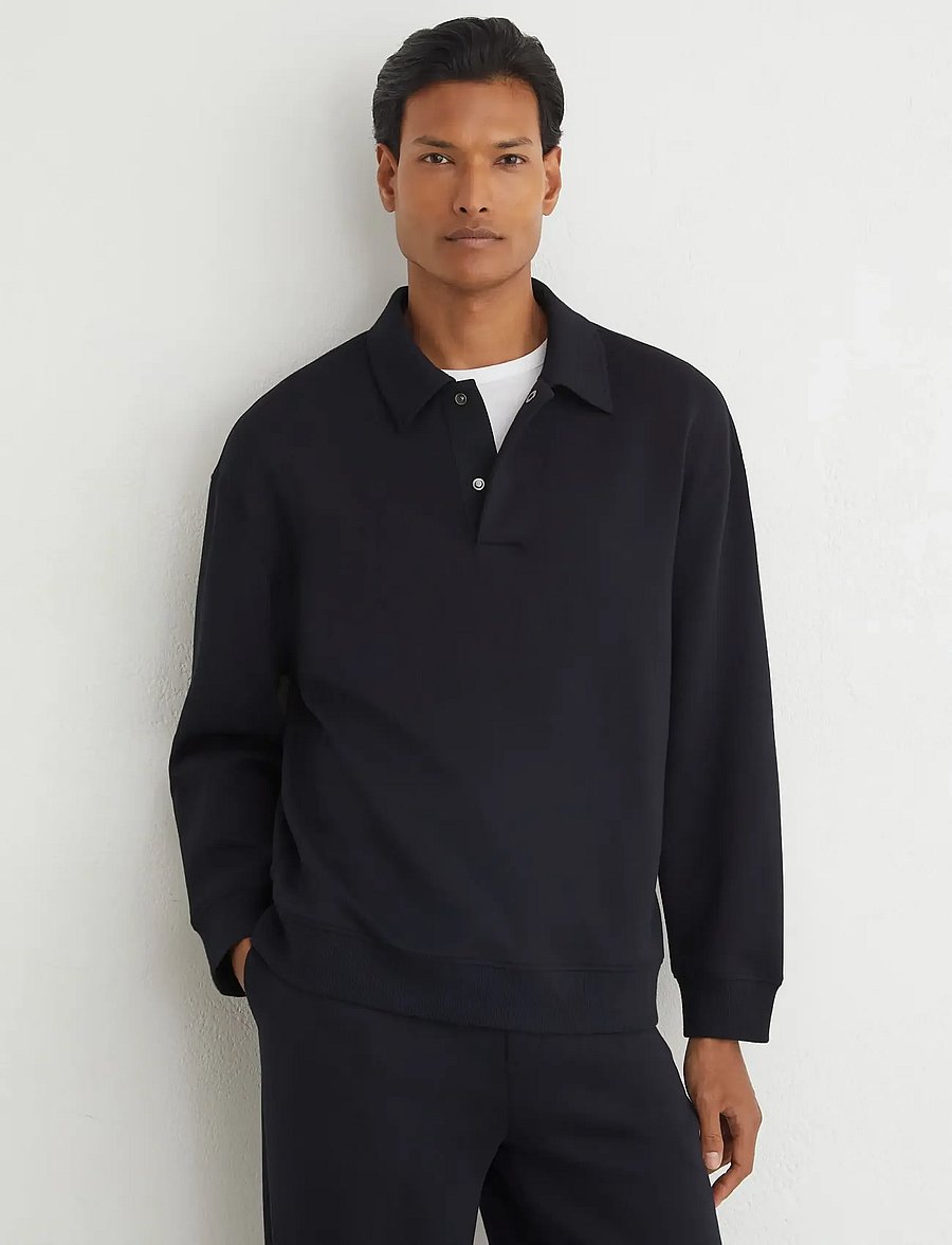Reiss - BROOKS LS INTERLOCK POLO SWEATSHIRT - langärmelige strick-polohemden - navy - 2