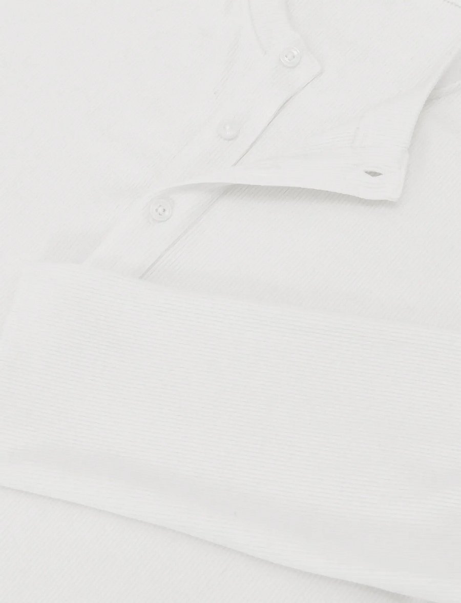 Reiss - FRANCISCO LS TEXTURED GRANDAD COLLAR POLO - long-sleeved t-shirts - white - 4
