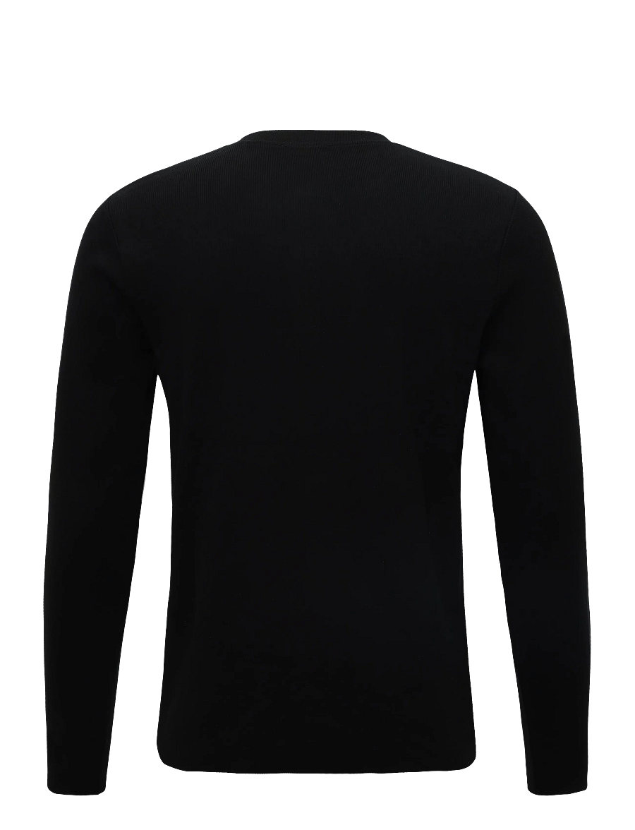 Reiss - FRANCISCO LS TEXTURED GRANDAD COLLAR POLO - pikkade varrukatega kootud polod - black - 1