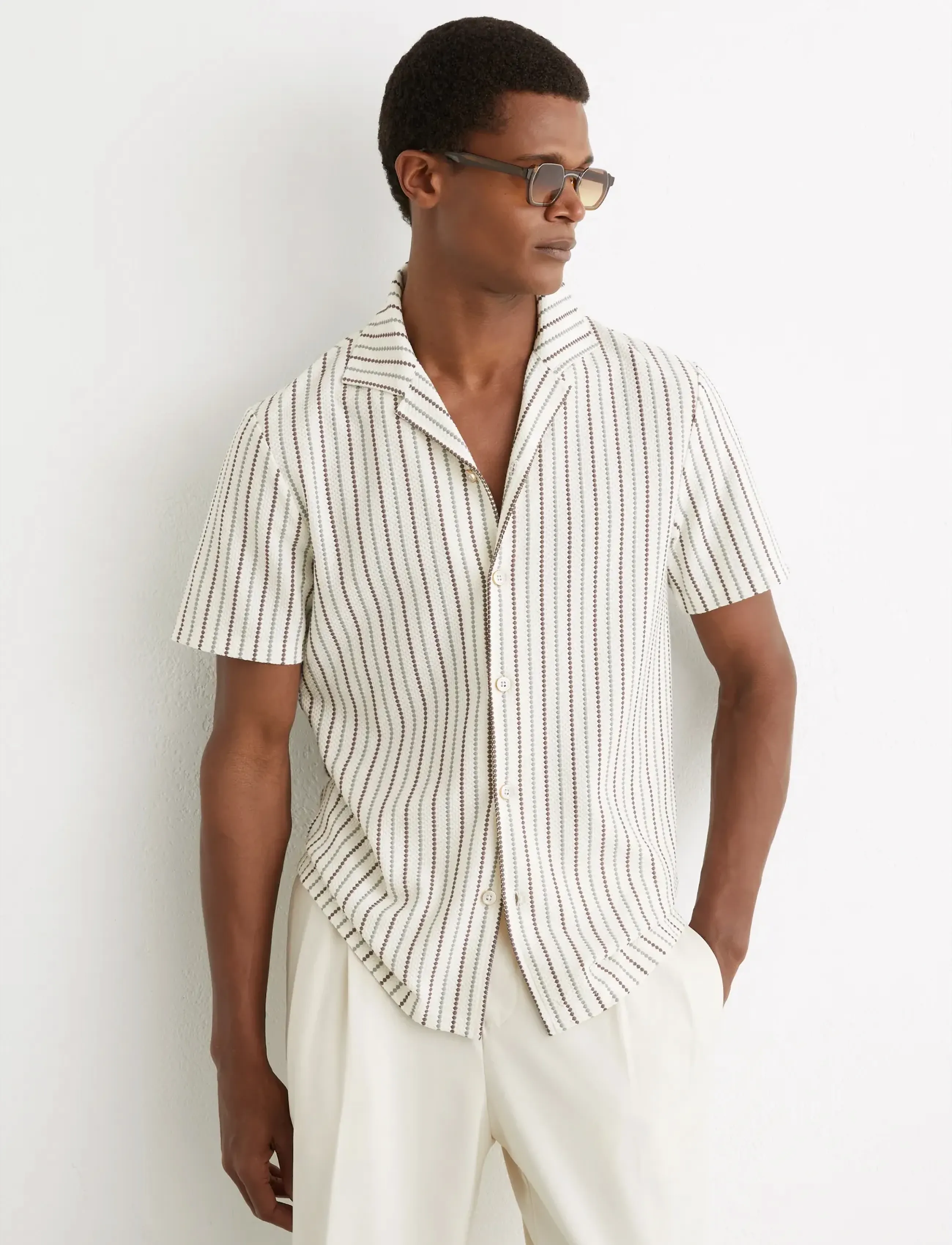 Reiss PERCY - Hemden - GREEN/BROWN MULTI / cream