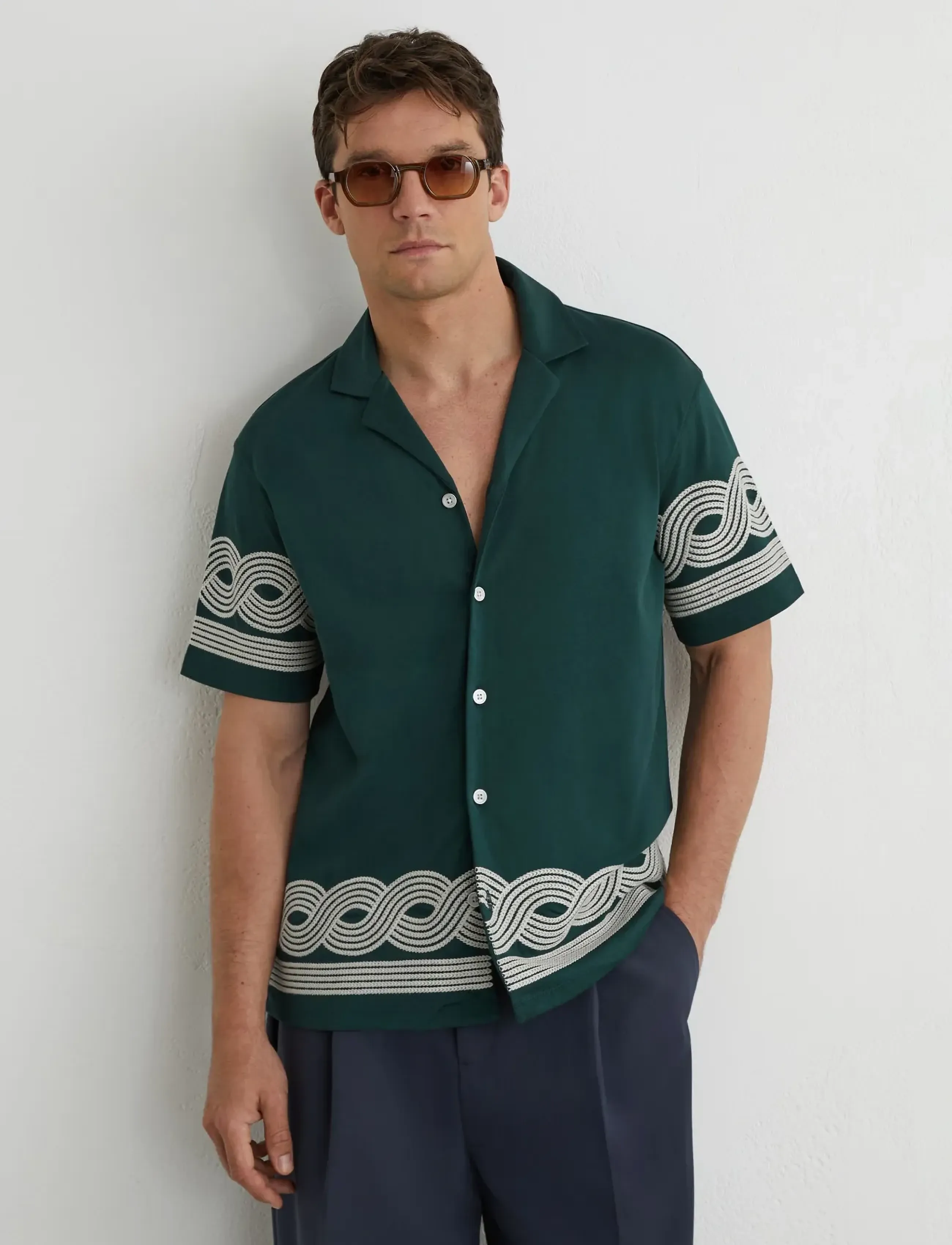 Reiss Arden, M, Green, Skjorter > Kortærmede Shirts, Herre