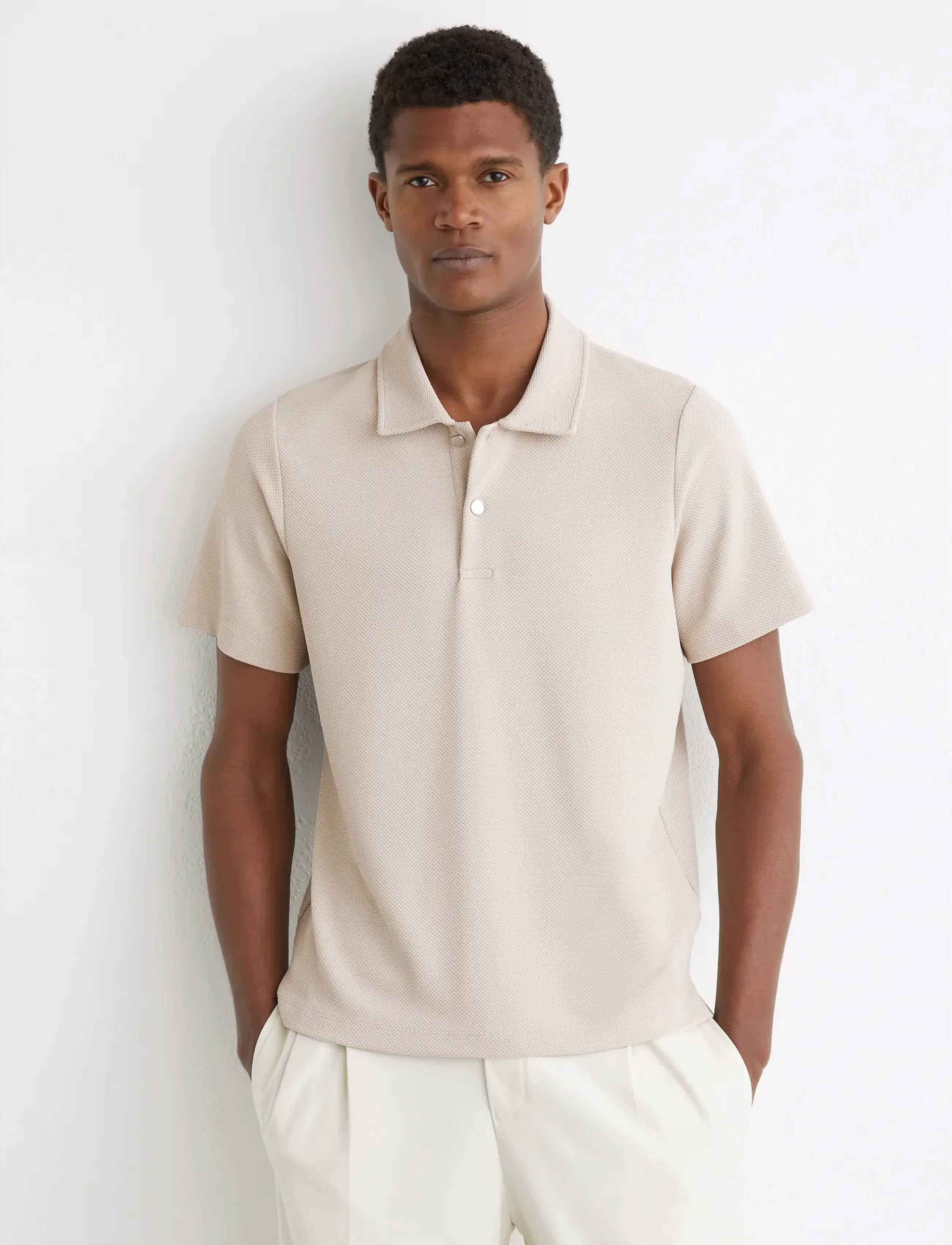 Reiss Kennedy, Mænd, Polo T-shirt, Beige, Str: S