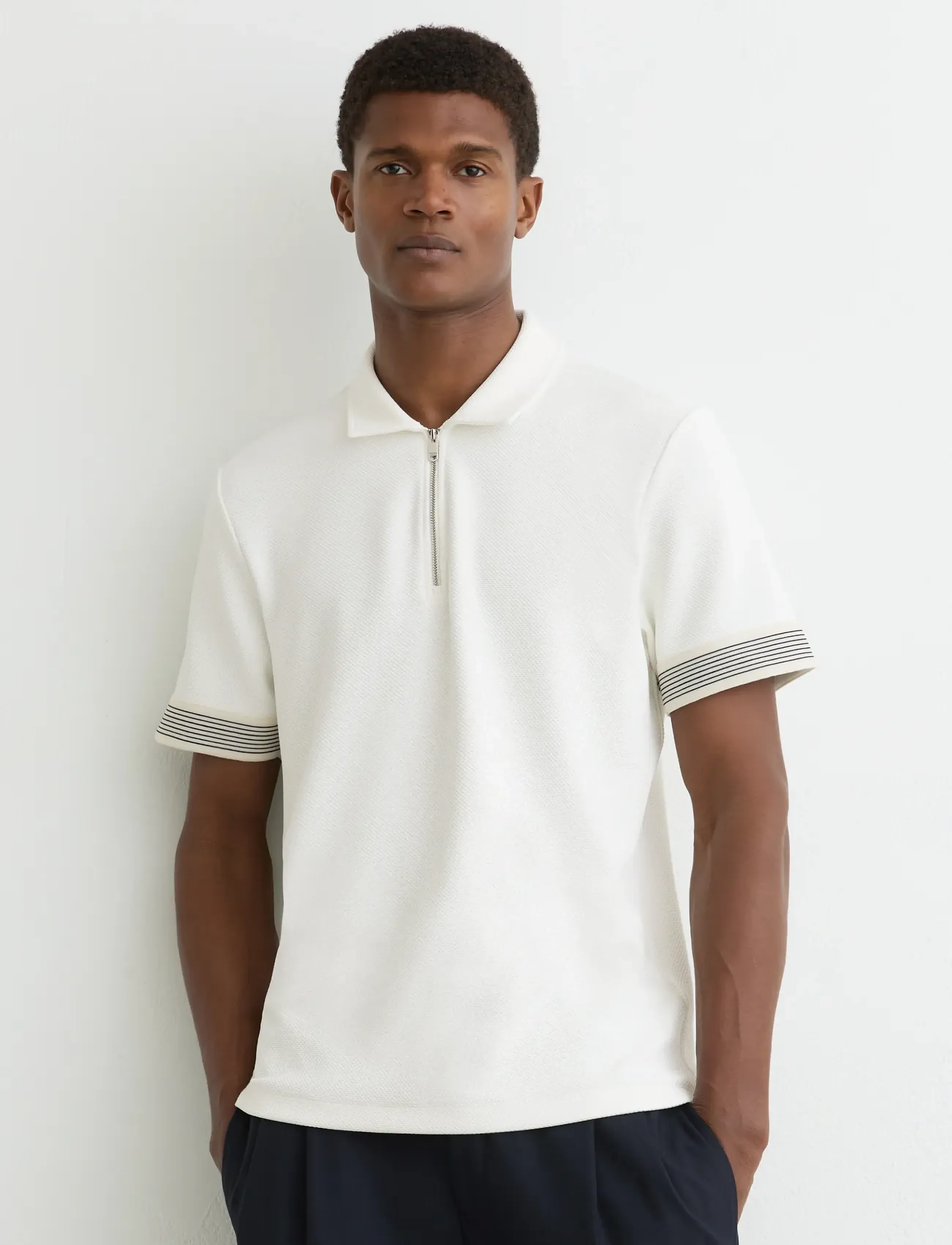 Reiss Bruno, L, Polos, Silber - Short-sleeved, Männerswear