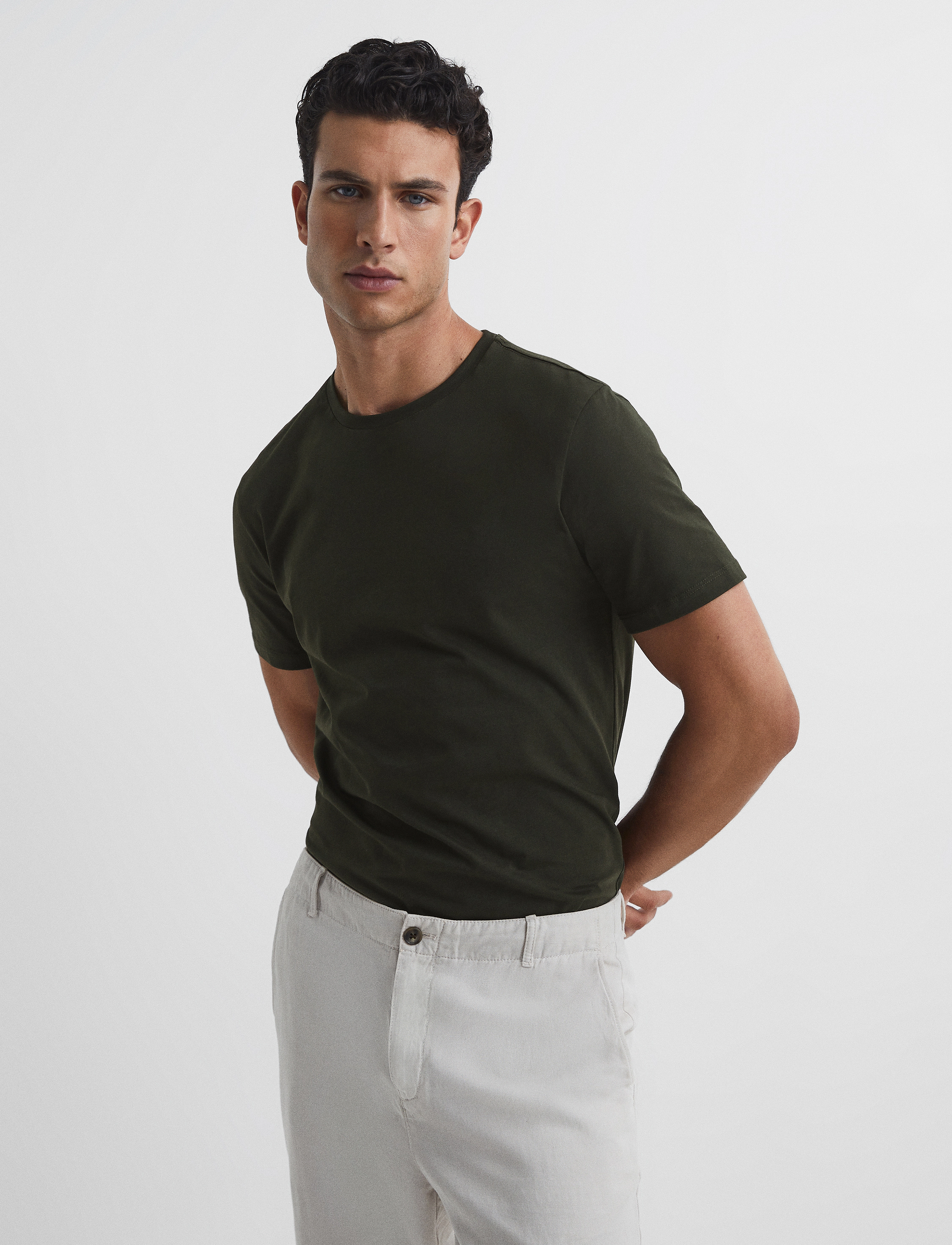 Reiss BLESS - T-Shirts - OXIDISED GREEN / khaki/green