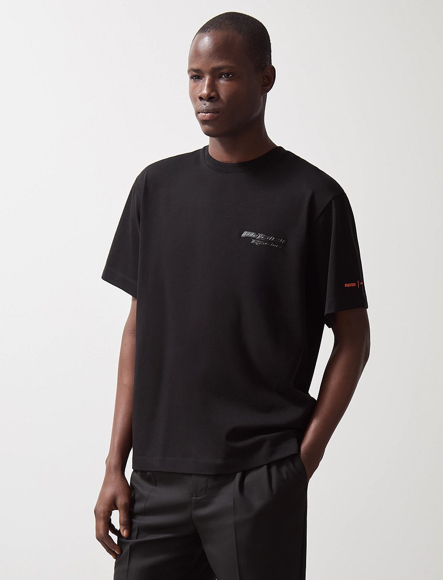 Reiss - NAKATA - kurzärmelige t-shirts - black - 0