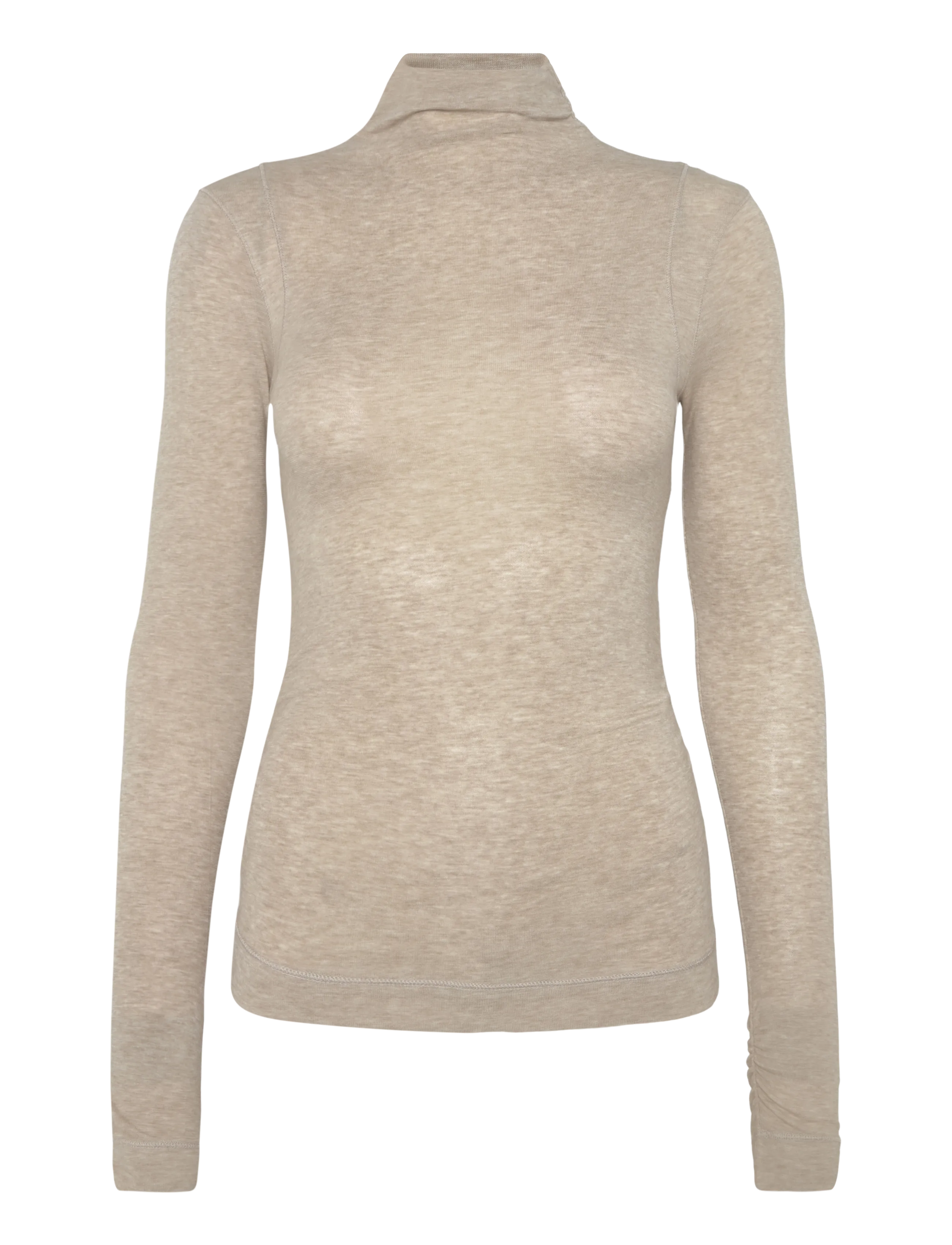 Reiss HEIDI LONG SLEEVE RUCHED TEE -  - OATMEAL NEUTRAL / beige
