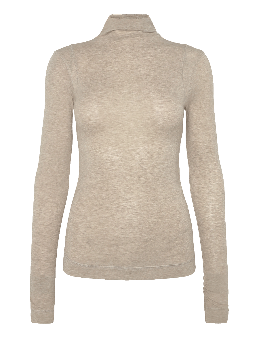 Reiss - HEIDI LONG SLEEVE RUCHED TEE - polotröjor - oatmeal neutral - 0