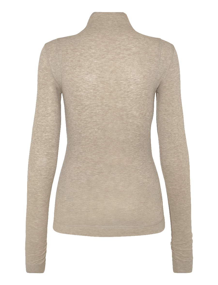 Reiss - HEIDI LONG SLEEVE RUCHED TEE - polotröjor - oatmeal neutral - 1
