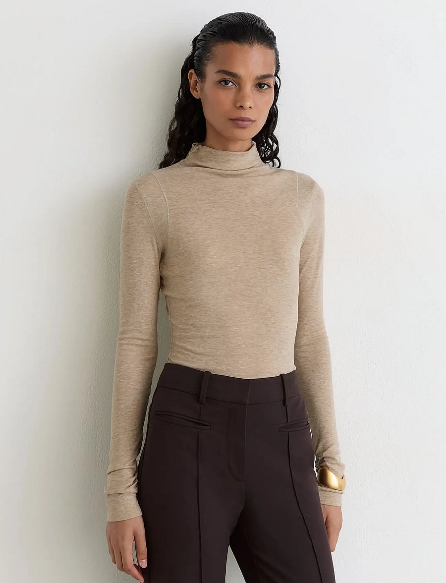 Reiss - HEIDI LONG SLEEVE RUCHED TEE - rollkragenpullover - oatmeal neutral - 0