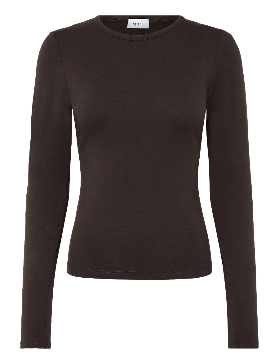 Reiss - JADA LONG SLEEVE TOP - pikkade varrukatega topid - xchocolate - 0