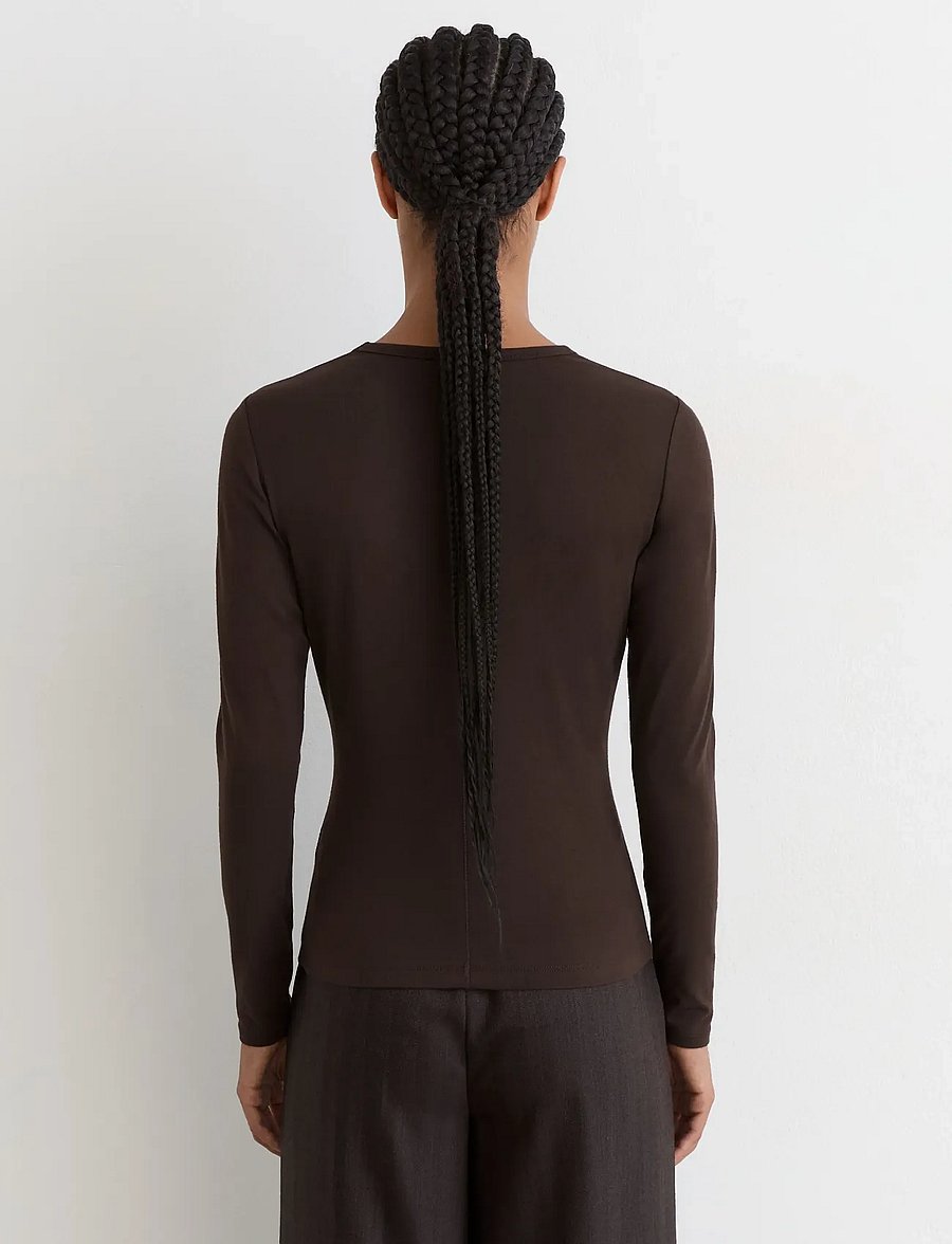 Reiss - JADA LONG SLEEVE TOP - pikkade varrukatega topid - xchocolate - 2
