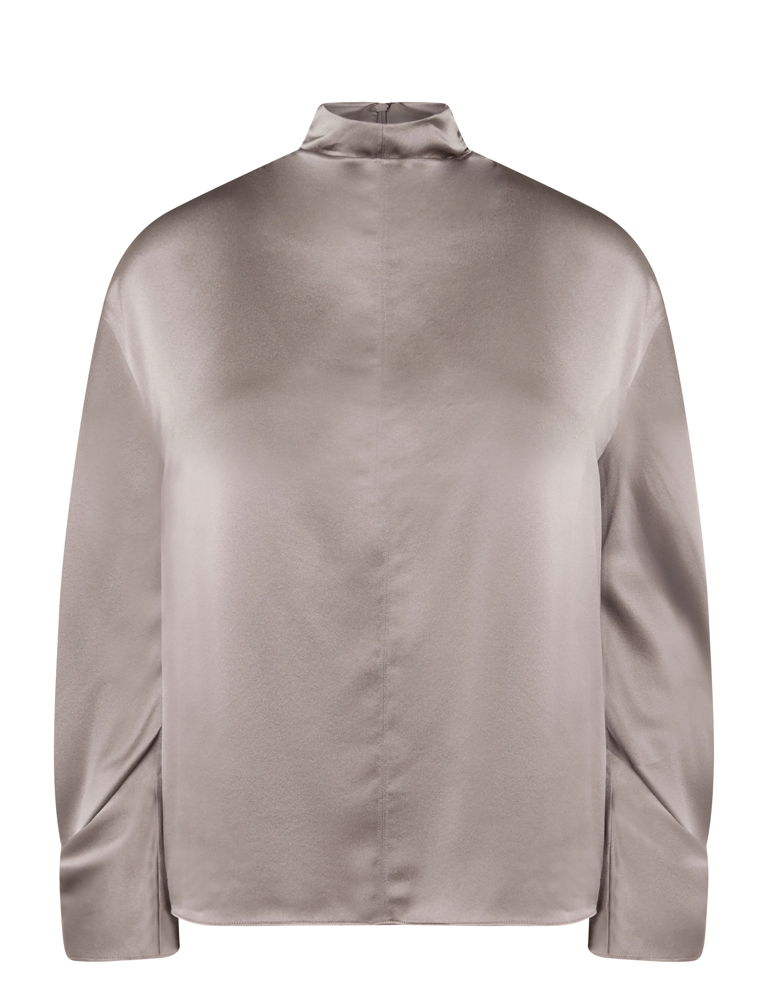 Reiss Meena High Neck Silk Shirt, Kvinder, Højhalset Bluse, Beige, Str: 44