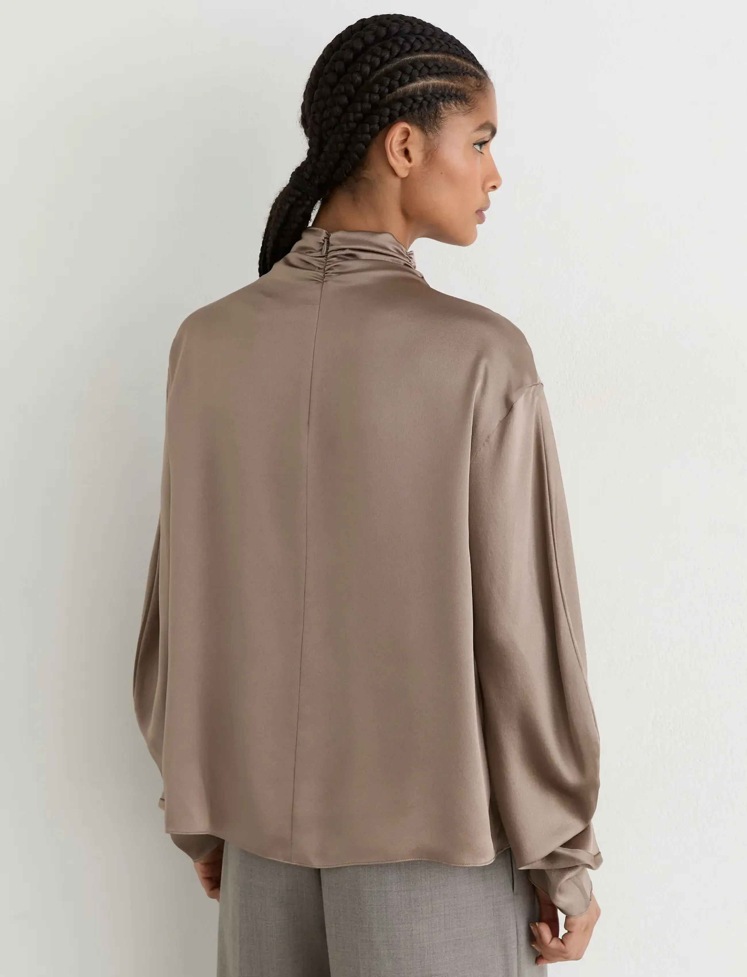 Reiss - MEENA HIGH NECK SILK SHIRT - koszule z długimi rękawami - neutral - 4