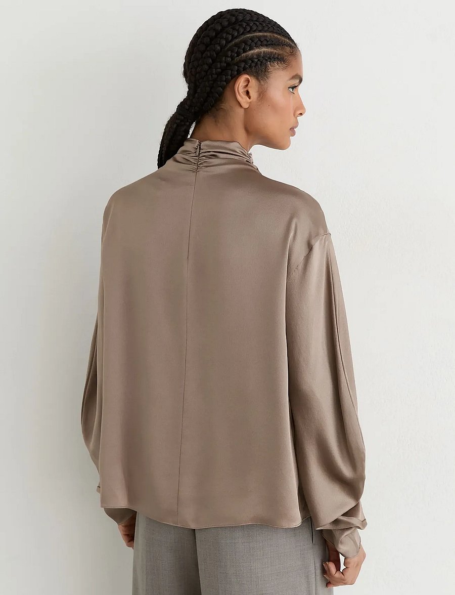 Reiss - MEENA HIGH NECK SILK SHIRT - koszule z długimi rękawami - neutral - 4