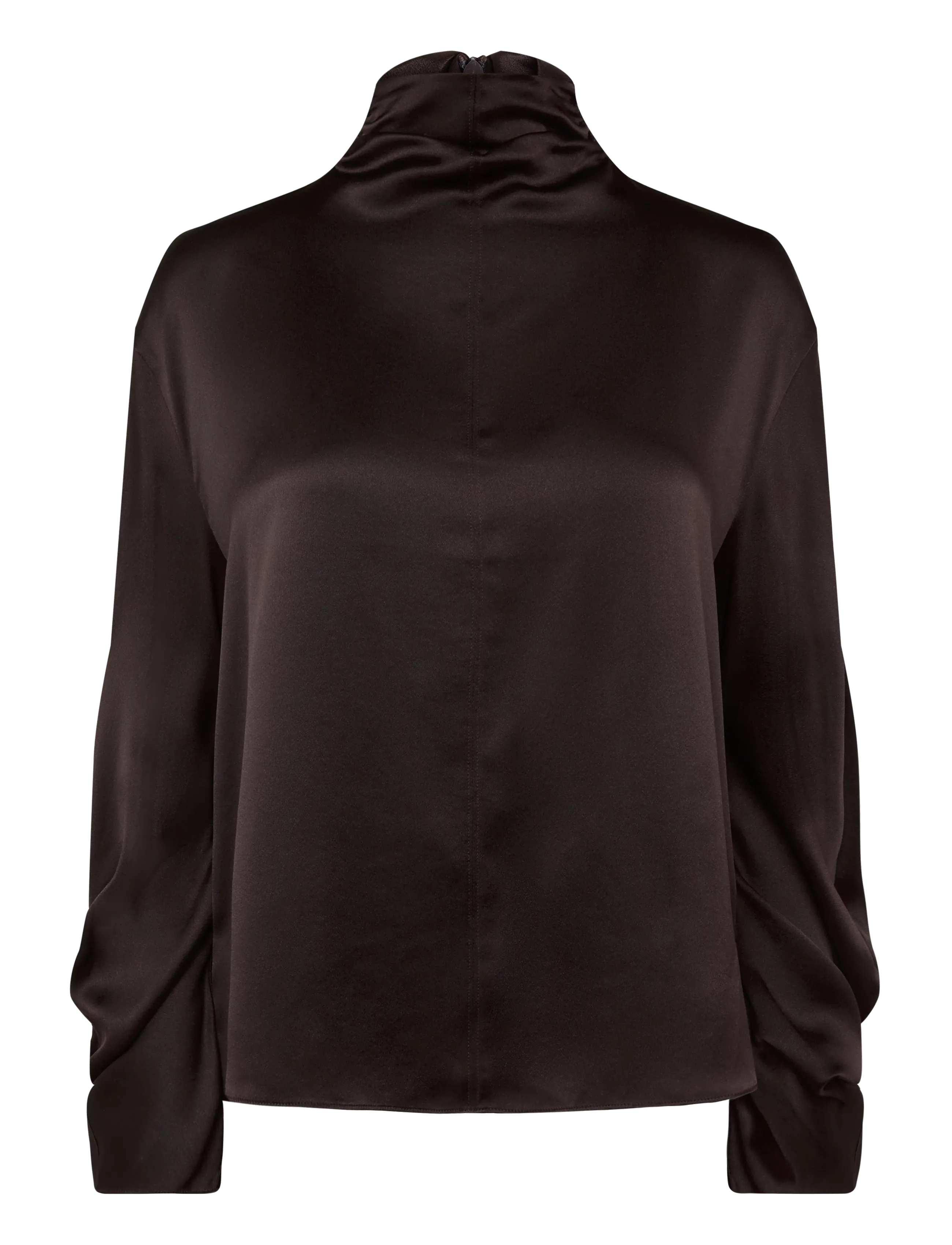 Reiss Meena High Neck Silk Shirt, Kvinder, Højhalset Skjorte, Bordeaux, Str: 36
