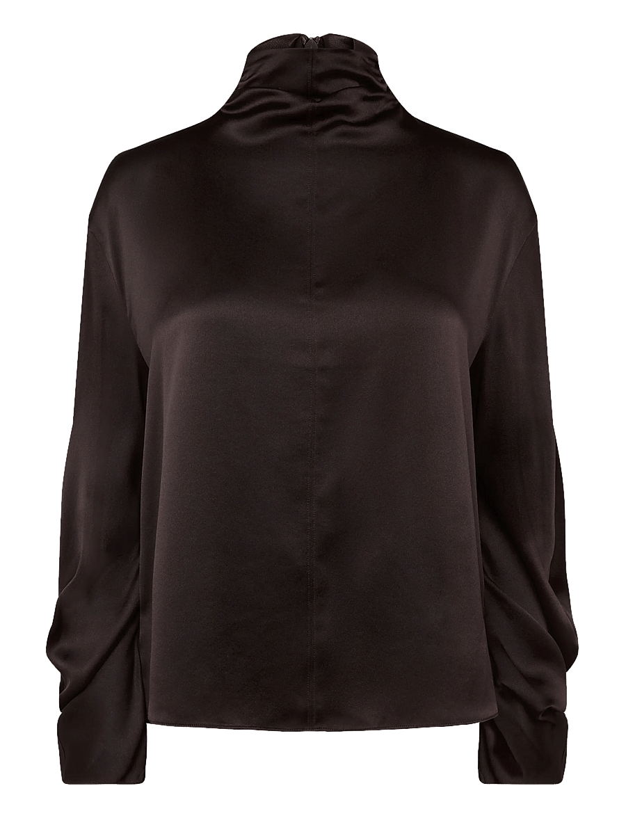 Reiss - MEENA HIGH NECK SILK SHIRT - pikkade varrukatega särgid - grape burgundy - 1