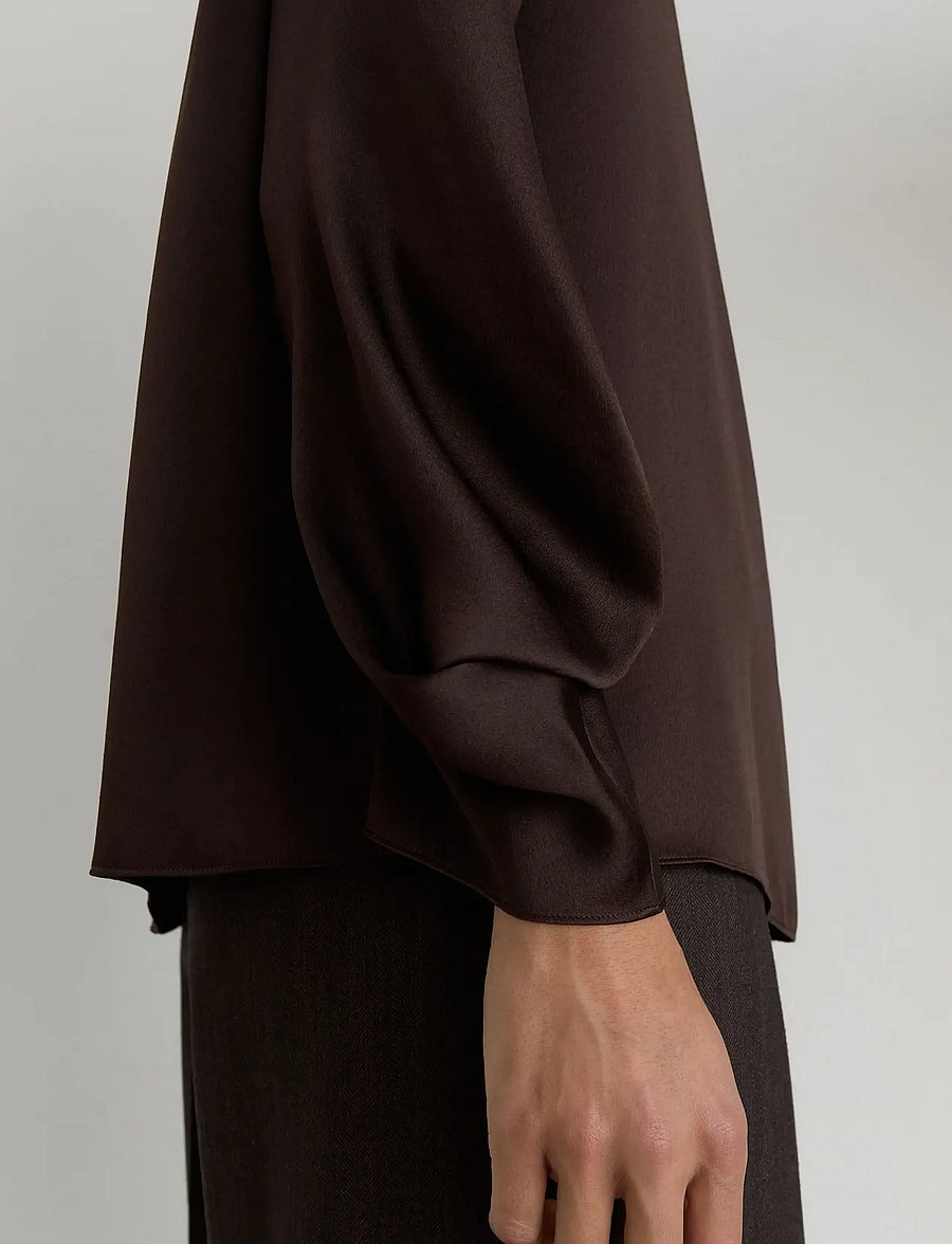 Reiss - MEENA HIGH NECK SILK SHIRT - pikkade varrukatega särgid - grape burgundy - 4