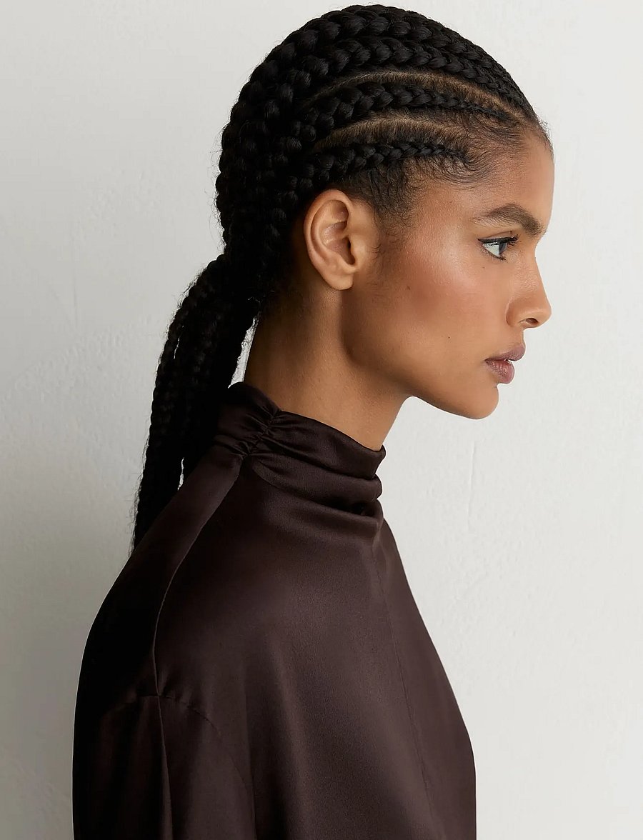 Reiss - MEENA HIGH NECK SILK SHIRT - pikkade varrukatega särgid - grape burgundy - 5
