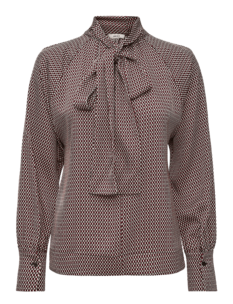 Reiss - EDEN HIGH NECK PRINTED BLOUSE - langärmelige blusen - red - 0