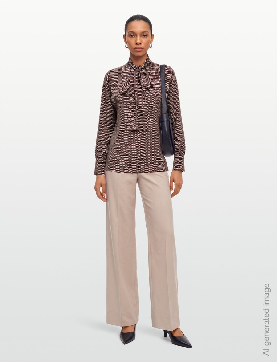 Reiss - EDEN HIGH NECK PRINTED BLOUSE - langärmelige blusen - red - 0