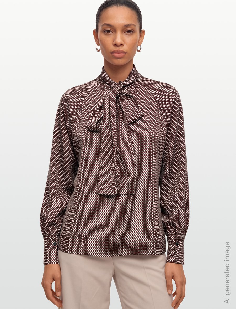 Reiss - EDEN HIGH NECK PRINTED BLOUSE - langärmelige blusen - red - 3