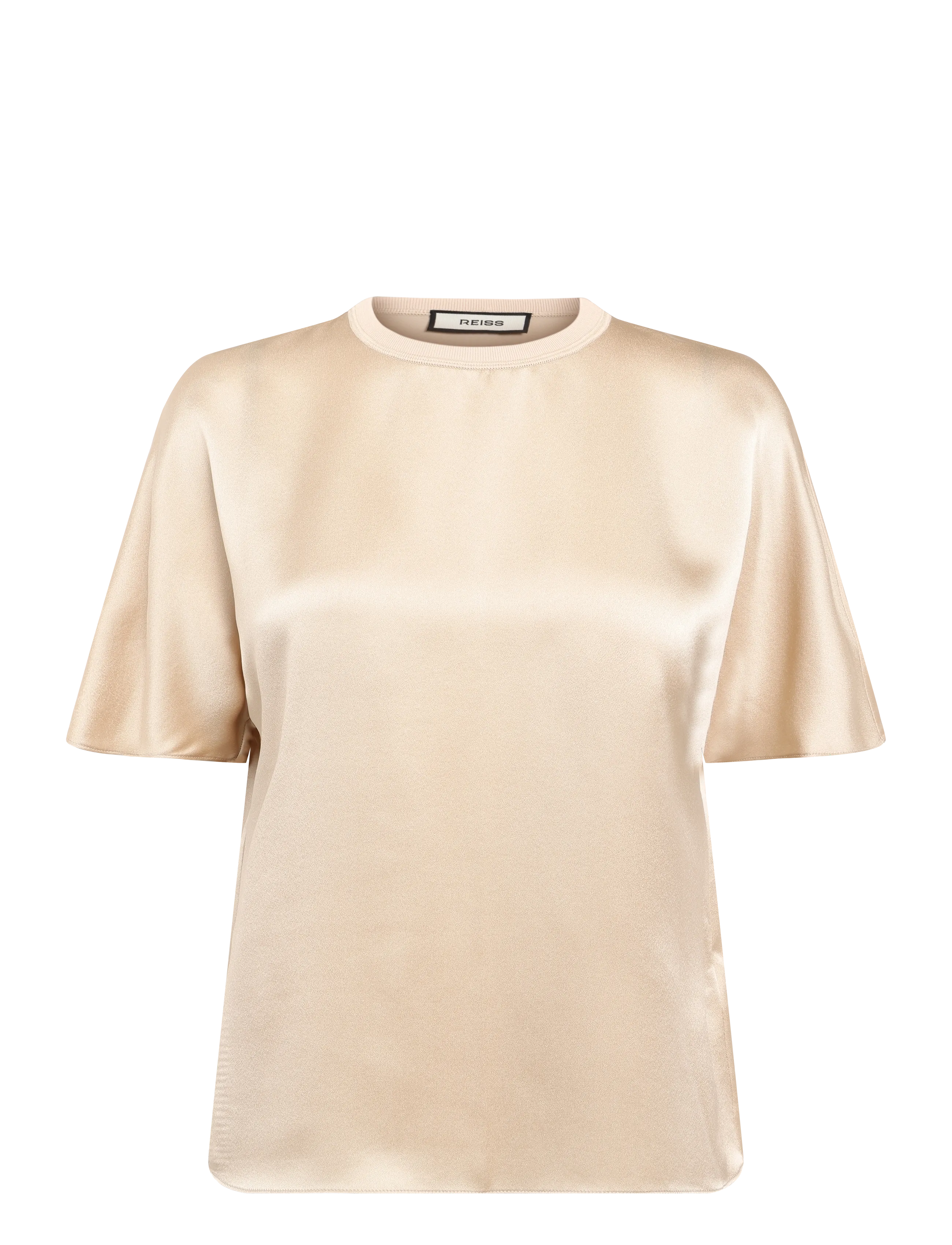 Reiss LENA SILK SHORTSLEEVE TOP - Reiss - CHAMPAGNE NEUTRAL / beige