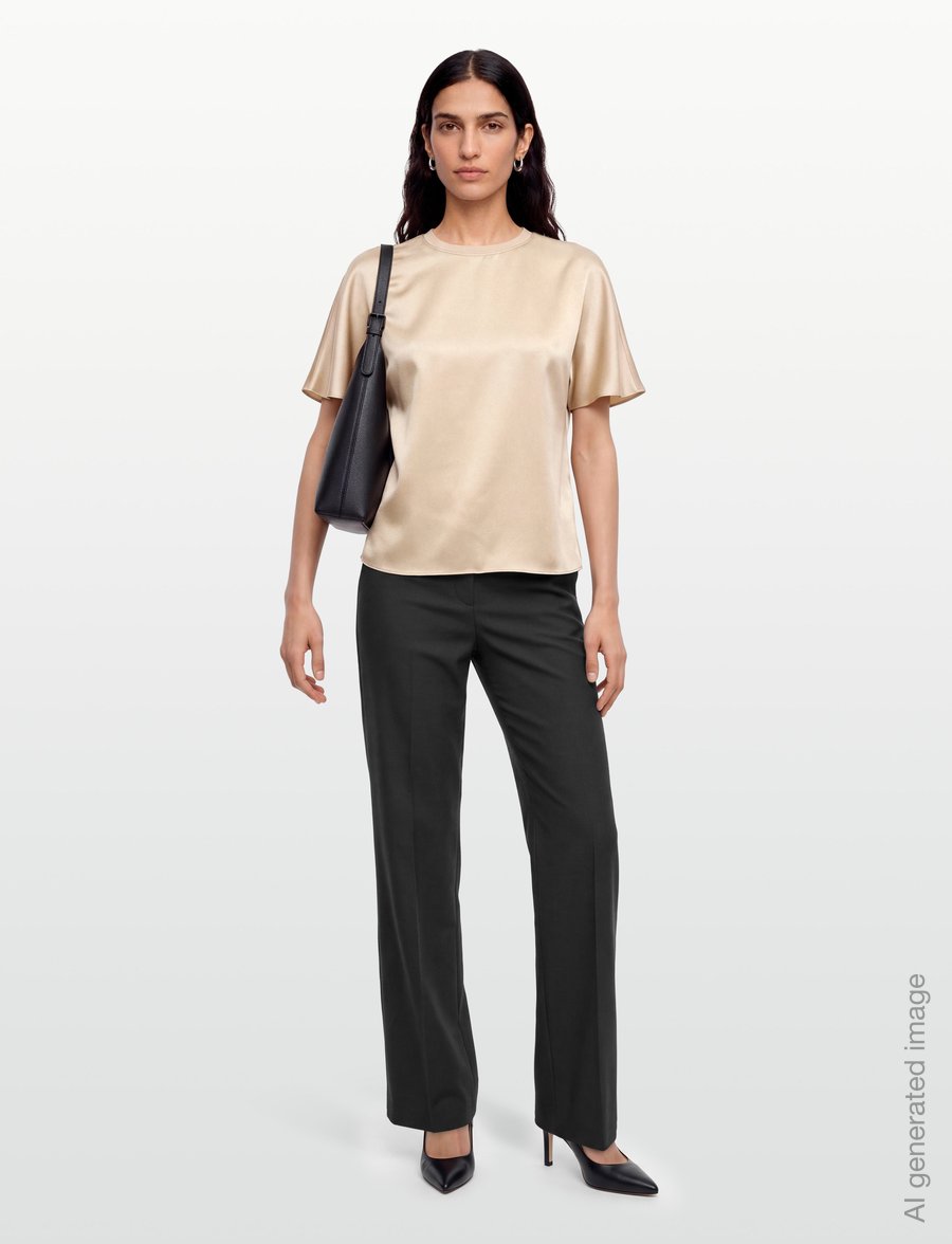 Reiss - LENA SILK SHORTSLEEVE TOP - lühikeste varrukatega pluusid - champagne neutral - 0