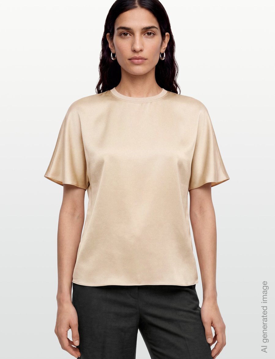 Reiss - LENA SILK SHORTSLEEVE TOP - lühikeste varrukatega pluusid - champagne neutral - 3