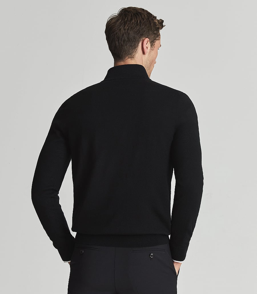 Reiss - BLACKHALL - pullover mit halbem reißverschluss - black - 3