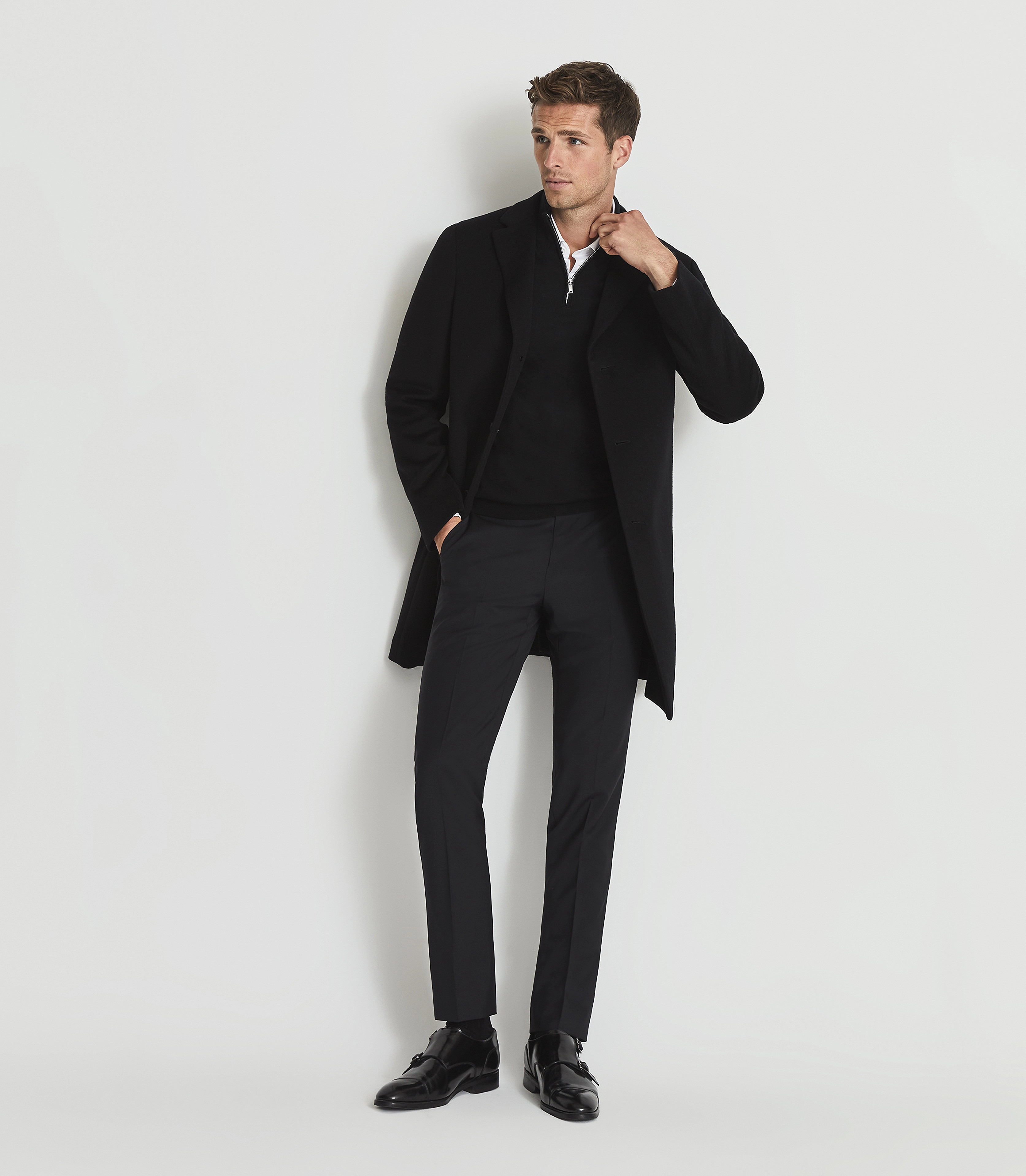 Reiss - BLACKHALL - half zip jumpers - black - 4
